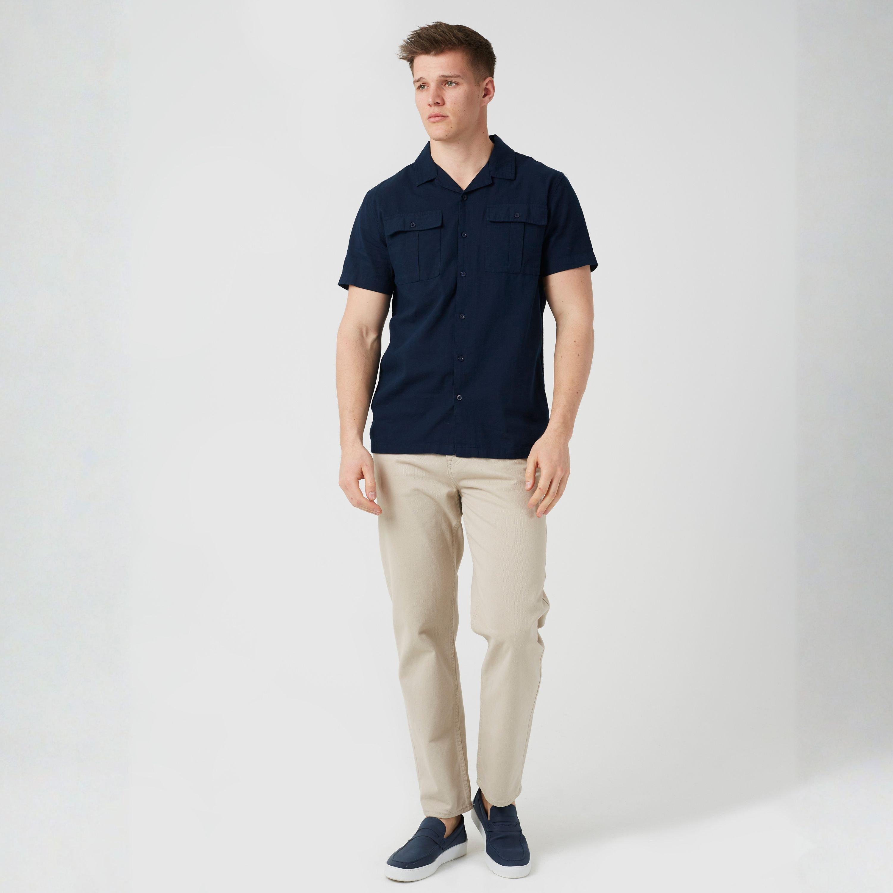 Navy - Brave Soul - Men's Plain Short Sleeve Shirt - 4