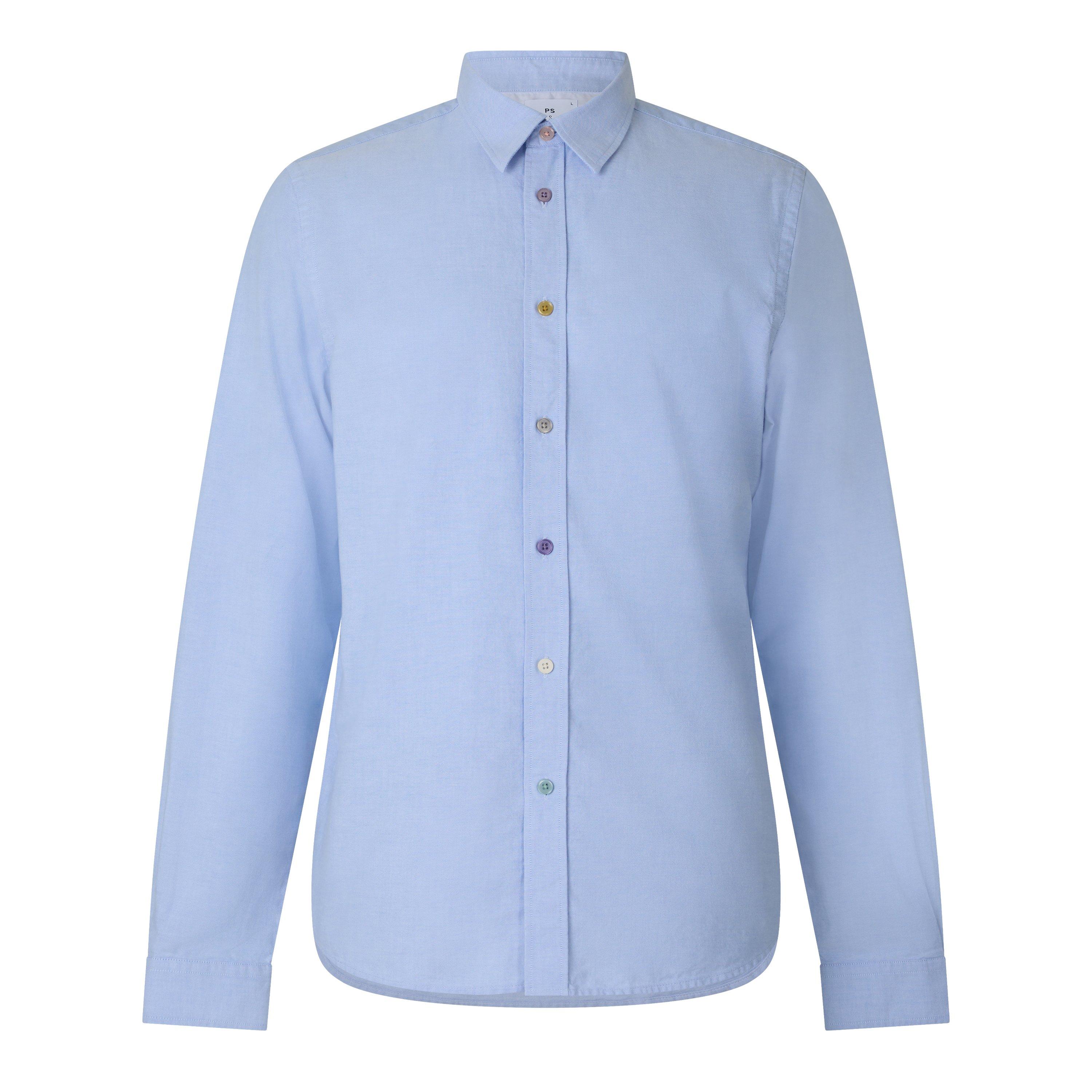 Ps Paul Smith Men's -Button Cotton Long-Sleeve Tailored-Fit Shirt - Blue 40 - 2XL