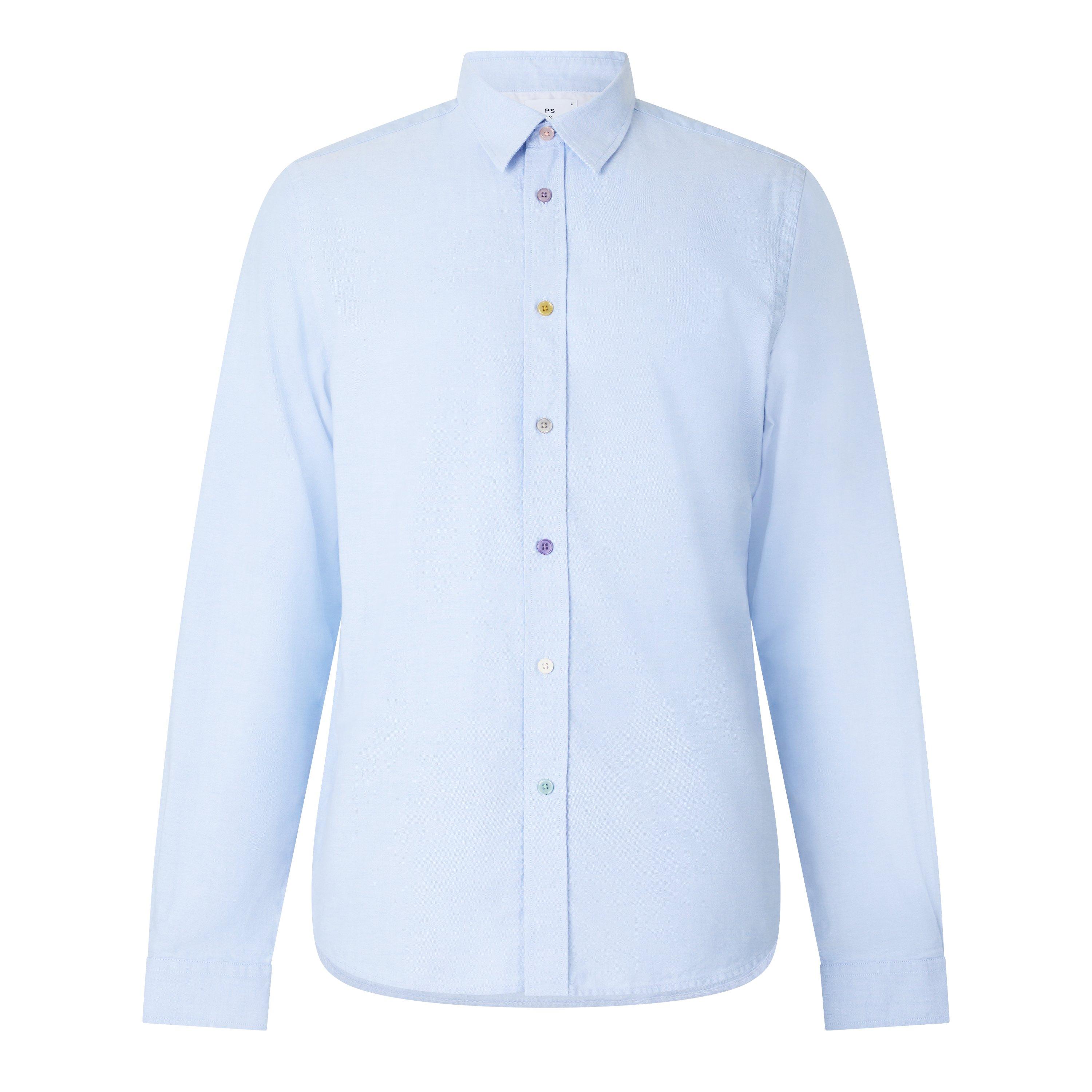 Ps Paul Smith Men's -Button Cotton Long-Sleeve Tailored-Fit Shirt - Blue 40 - S