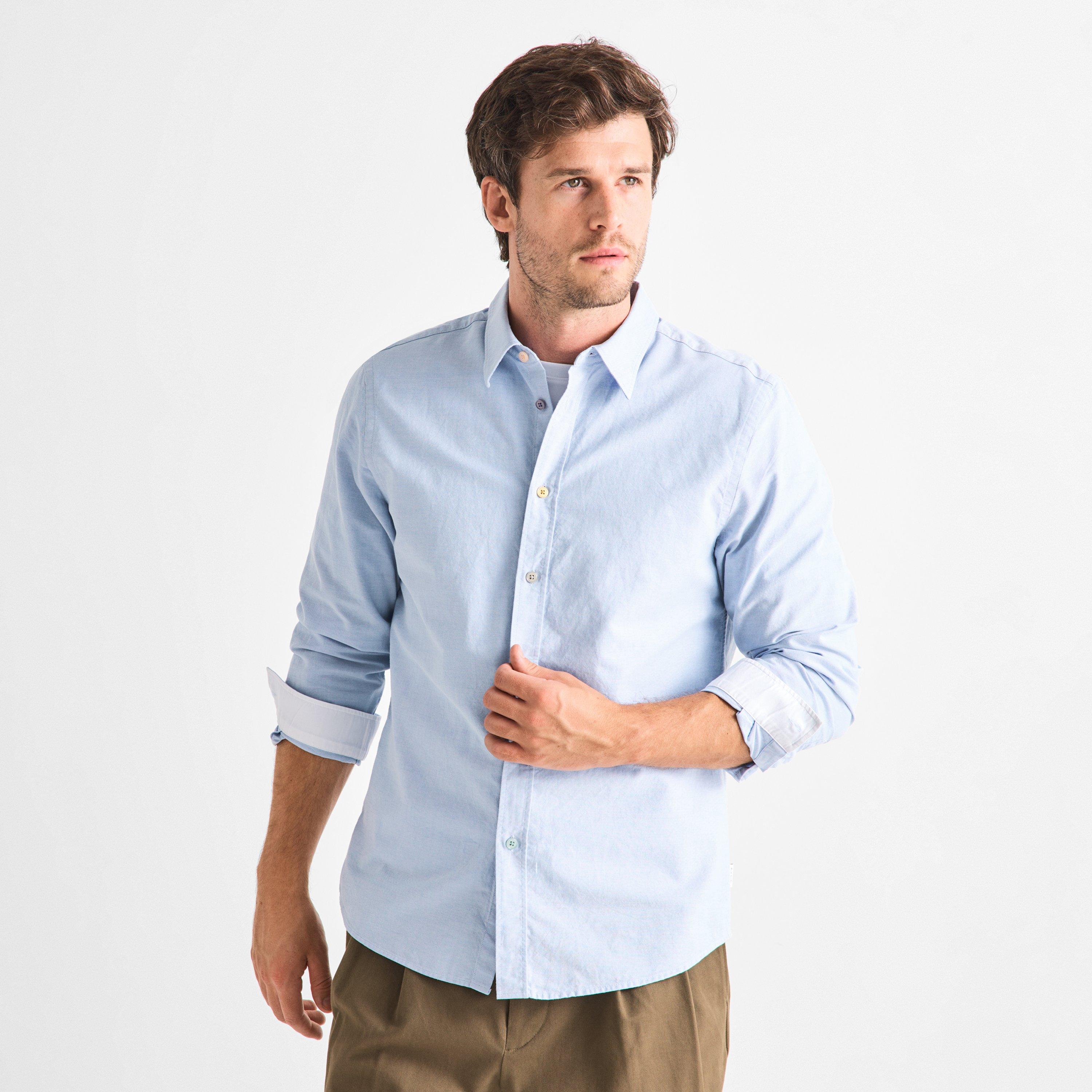 Blue 40 - PS Paul Smith - Men's Multi-Button Cotton Long-Sleeve Tailored-Fit Shirt - 3