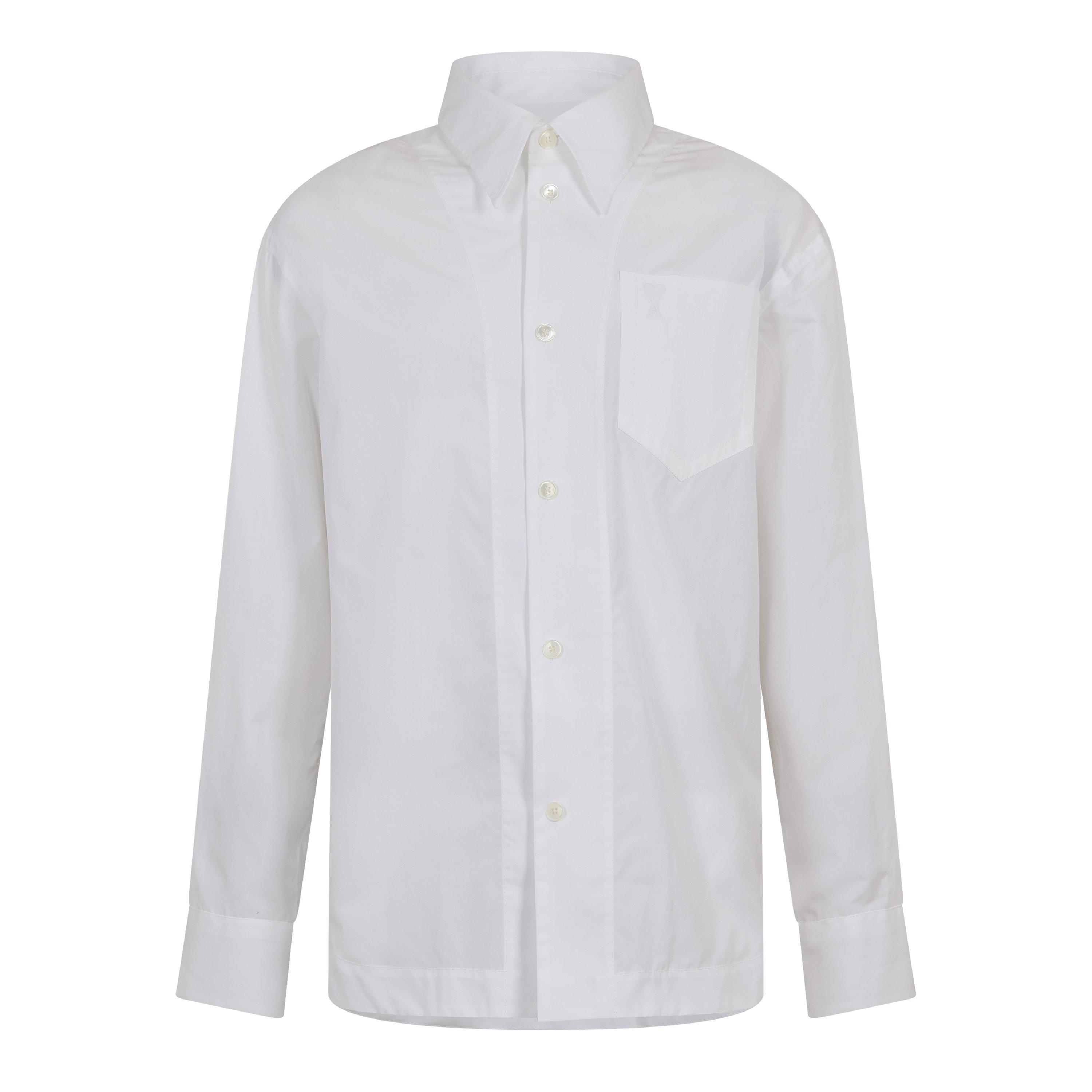 White - Ami Paris - Men's Sharp Collar Long Sleeve Plain Shirt - 1