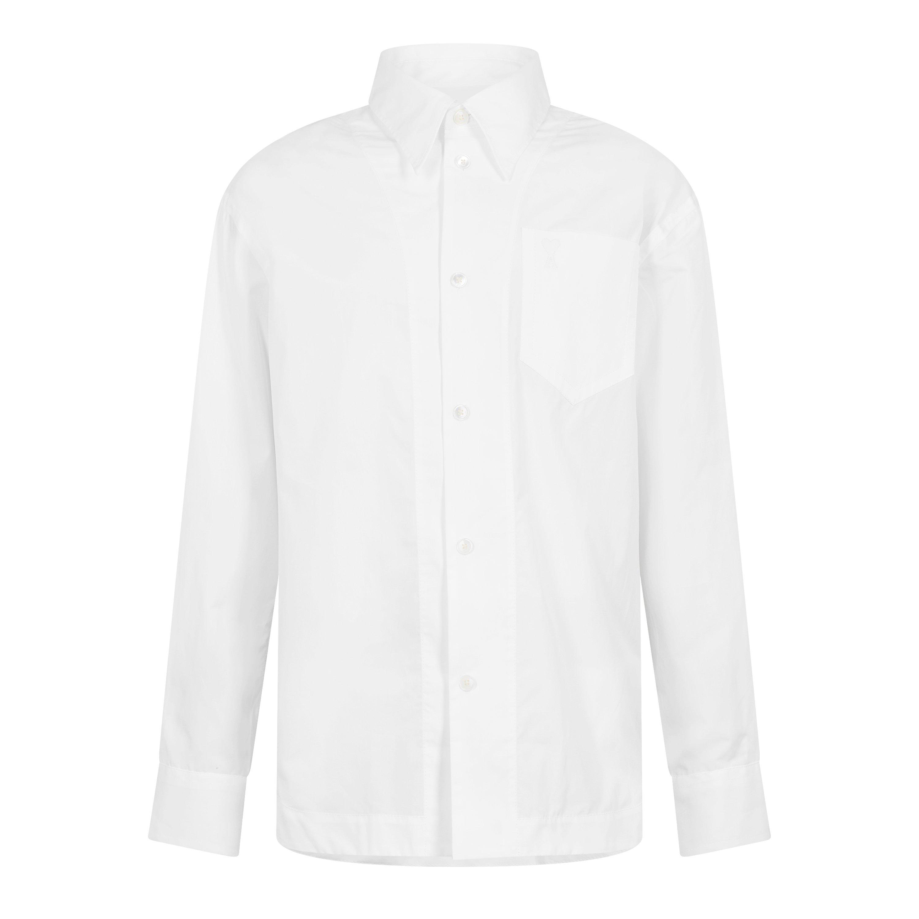 White - Ami Paris - Men's Sharp Collar Long Sleeve Plain Shirt - 1