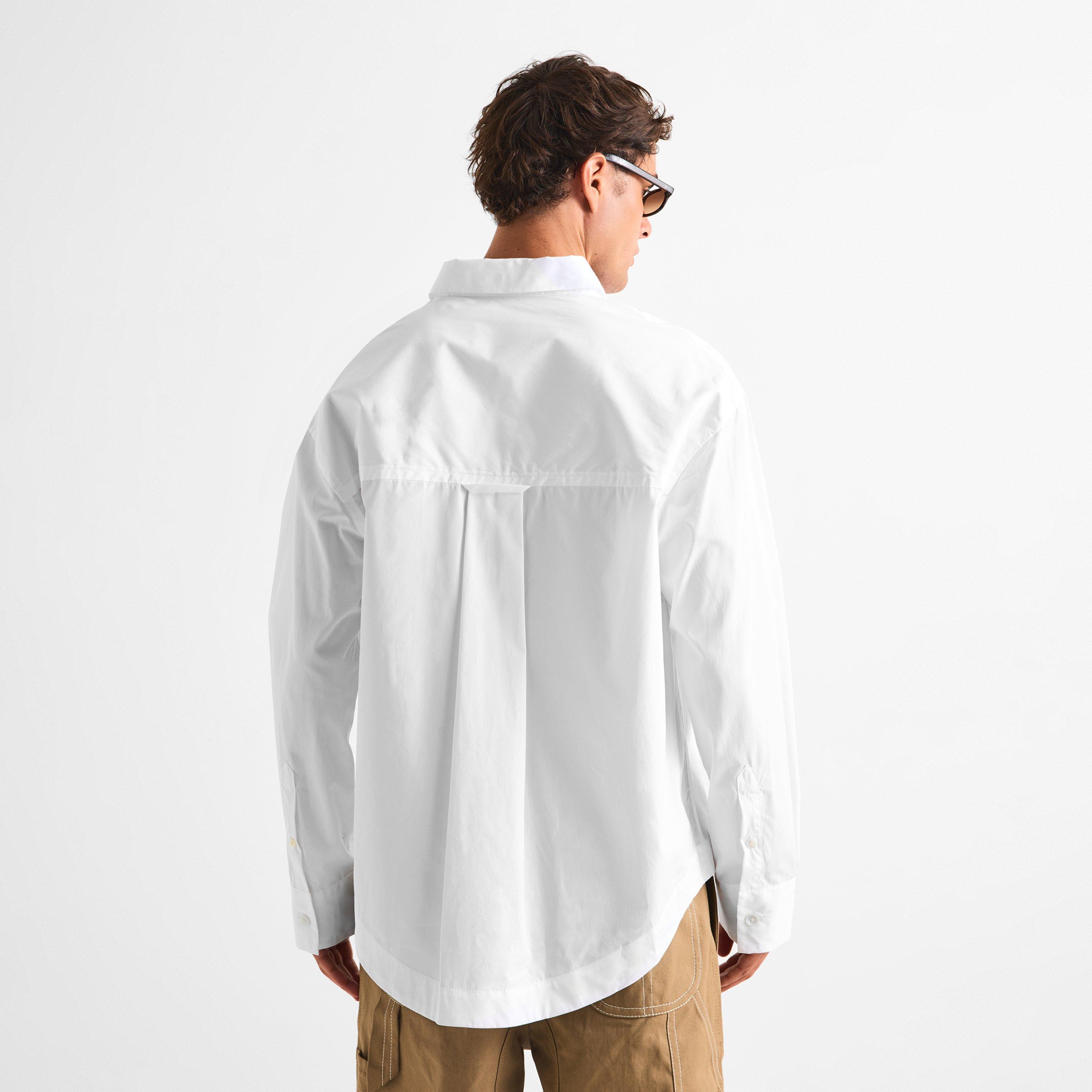 White - Ami Paris - Men's Sharp Collar Long Sleeve Plain Shirt - 4