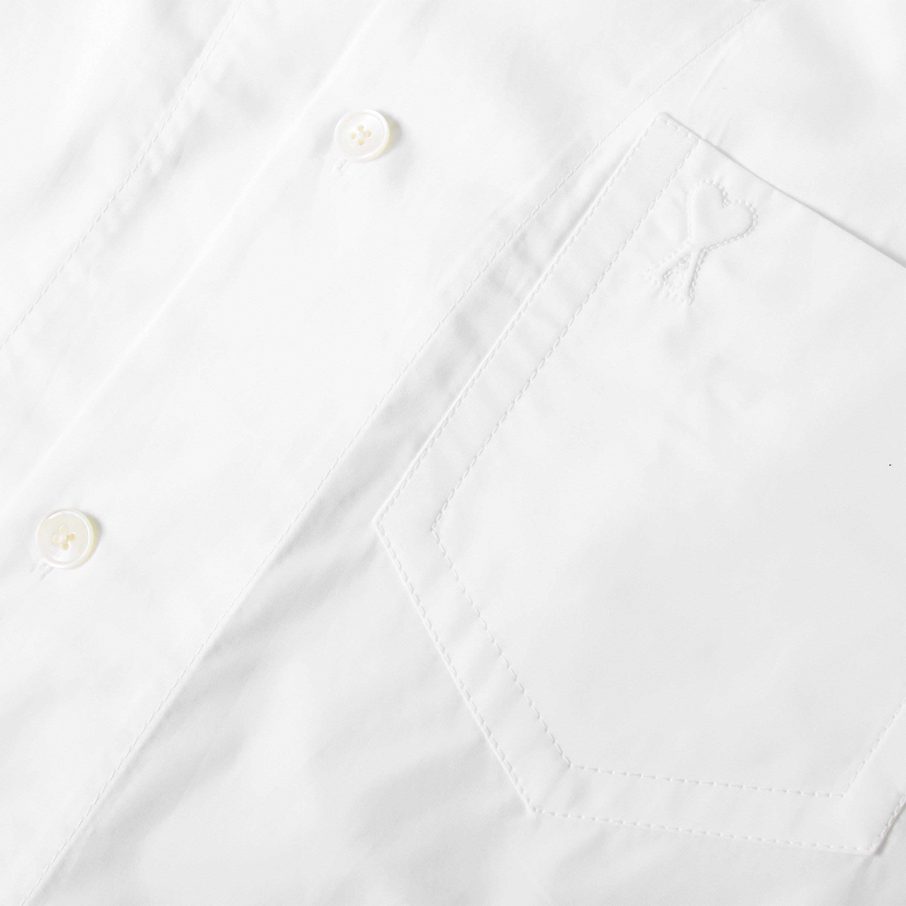White - Ami Paris - Men's Sharp Collar Long Sleeve Plain Shirt - 3
