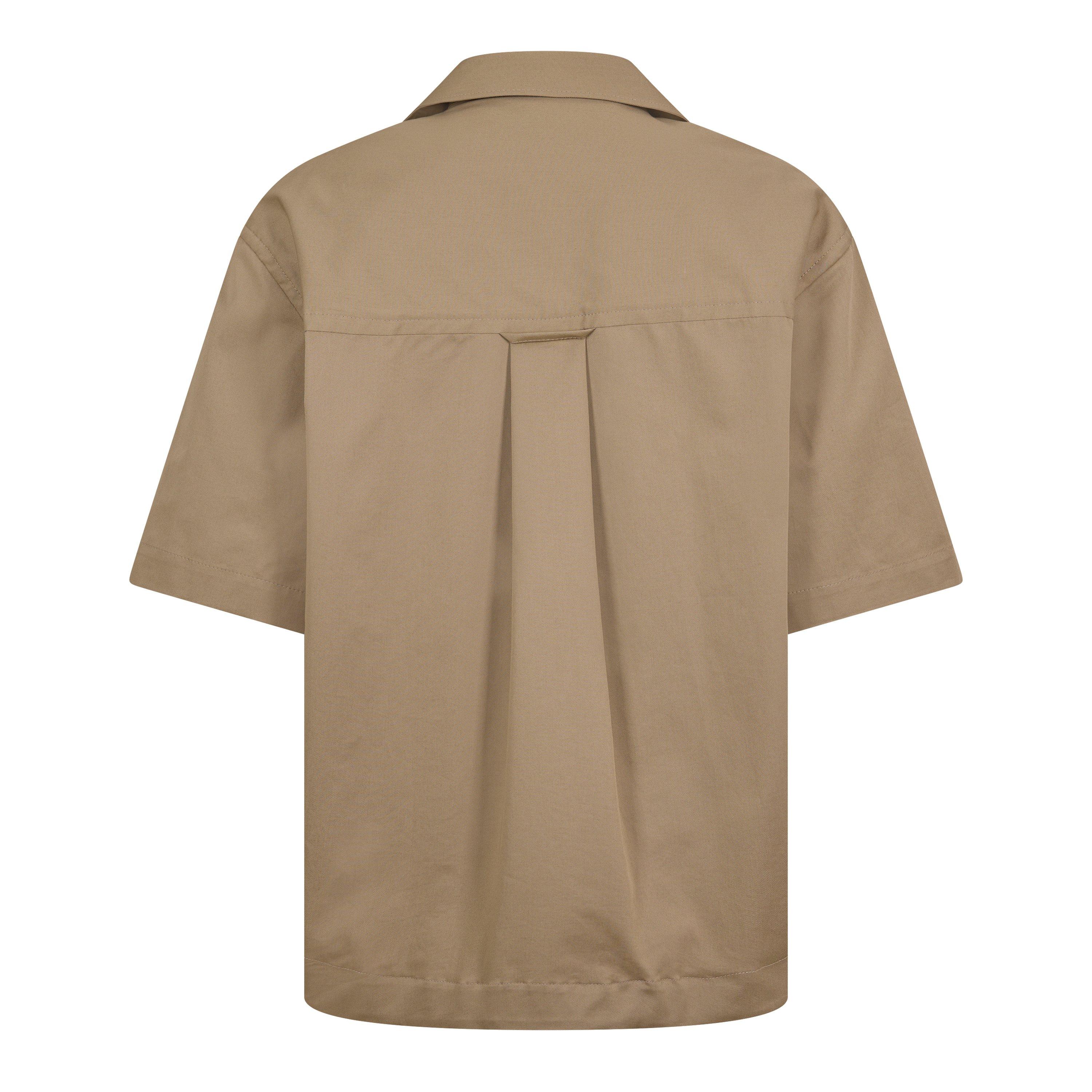 Beige Taupe - Ami Paris - Men's Camp Collar Short Sleeve Plain Shirt - 2