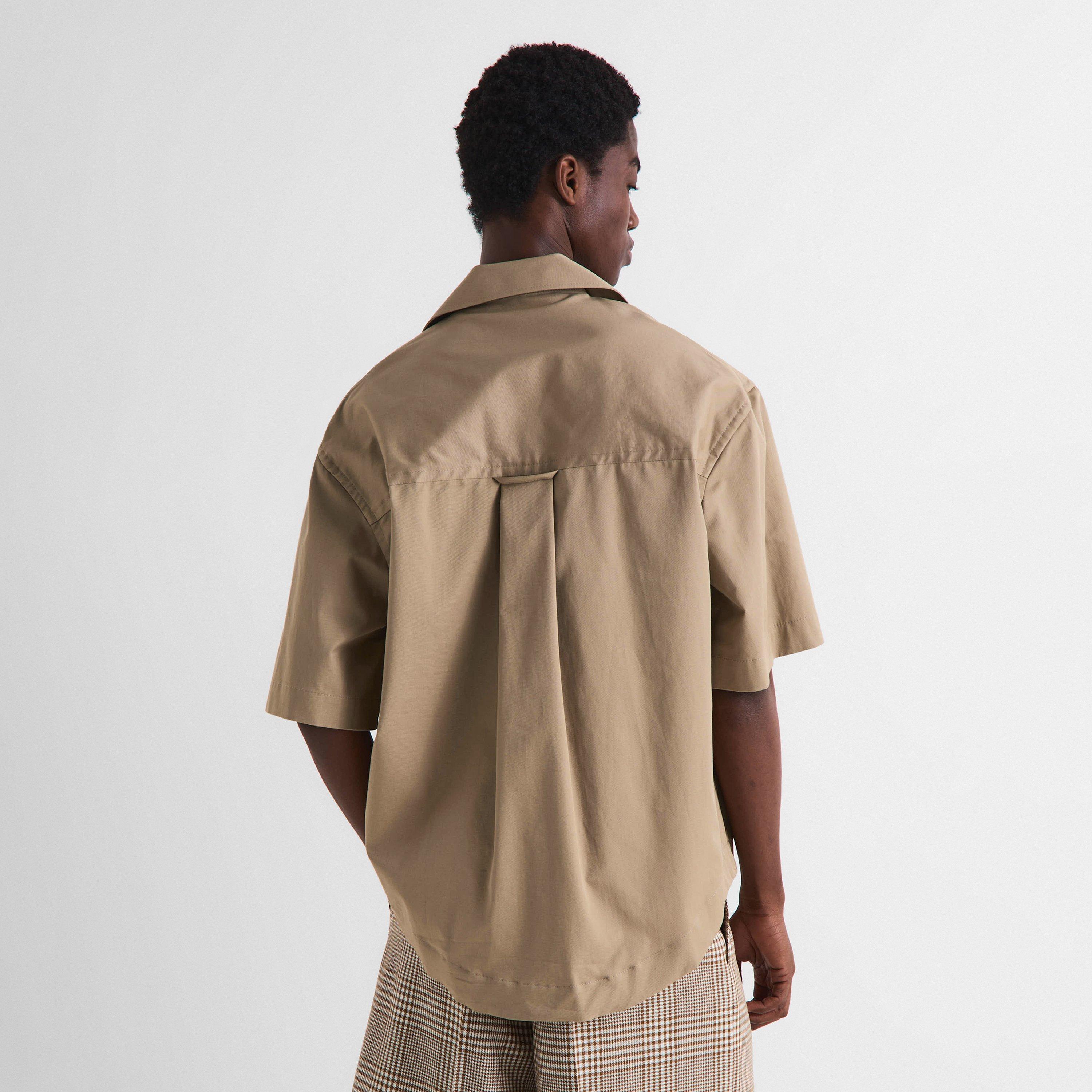 Beige Taupe - Ami Paris - Men's Camp Collar Short Sleeve Plain Shirt - 4