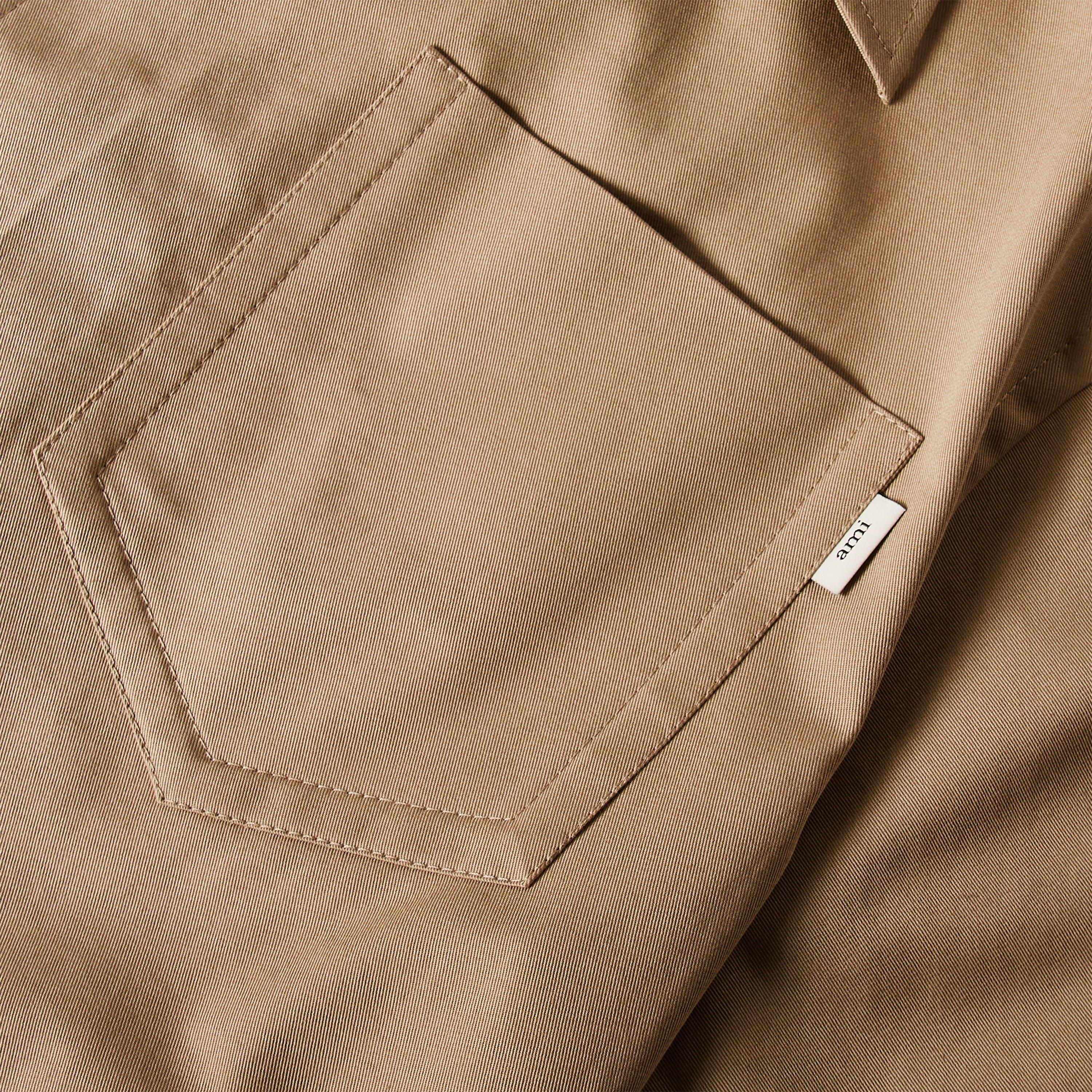 Beige Taupe - Ami Paris - Men's Camp Collar Short Sleeve Plain Shirt - 5