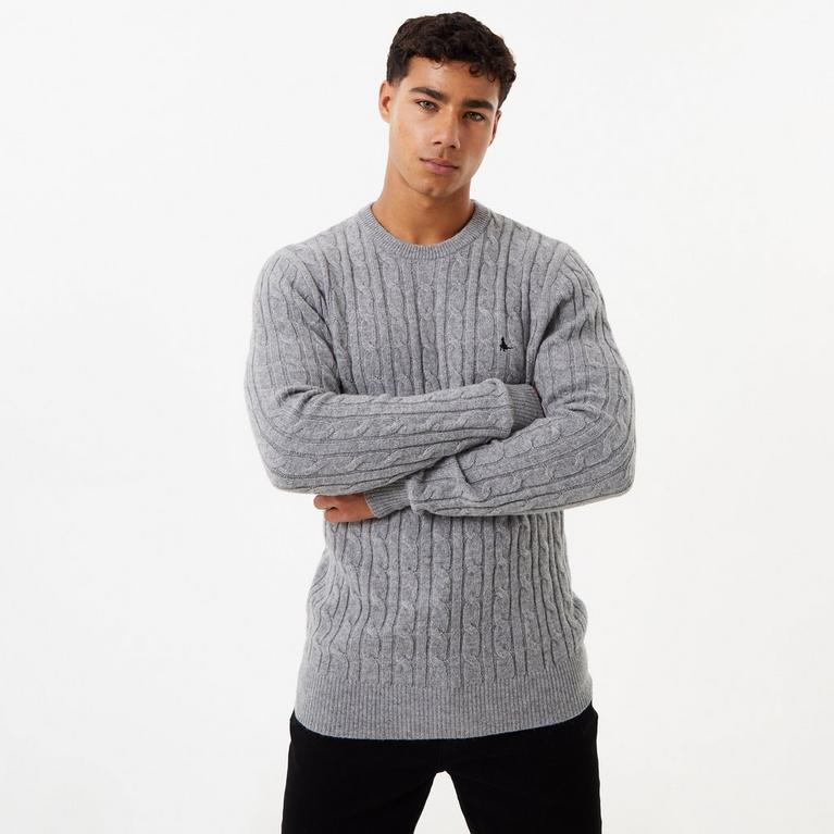 Grises - Jack Wills - Jack Marlow Merino Wool Blend Cable Knitted Jumper - 1