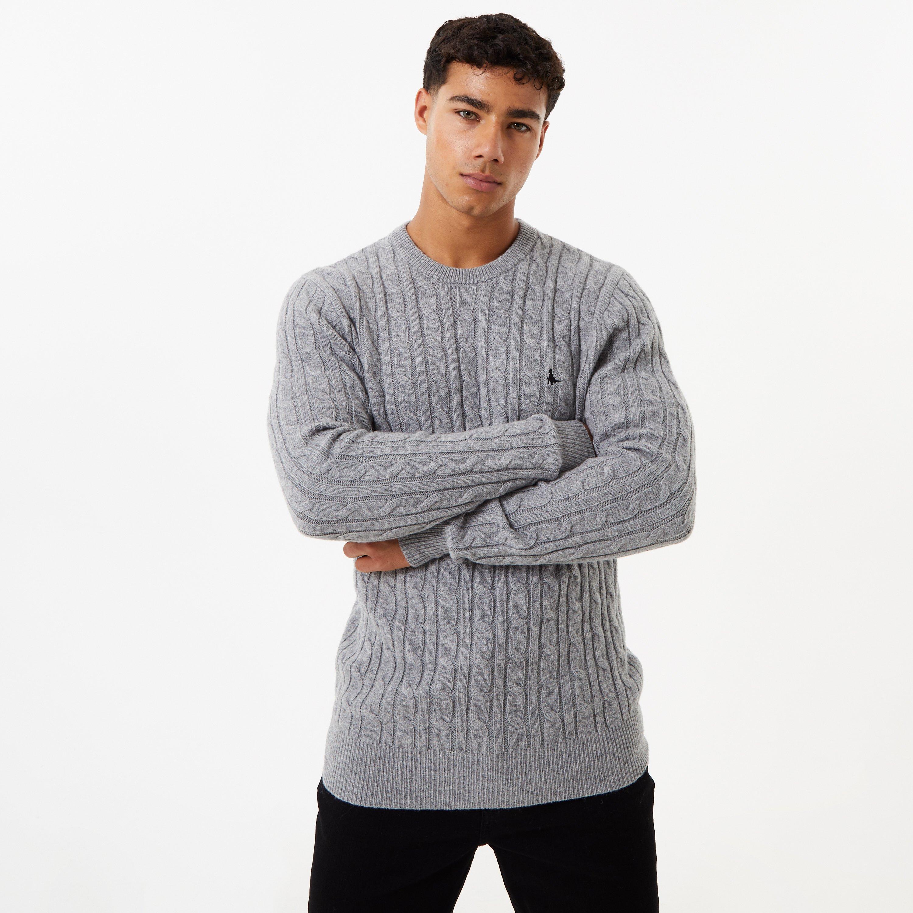 Grau - Jack Wills - Marlow Merino Wool Blend Cable Knitted Jumper Men - 3
