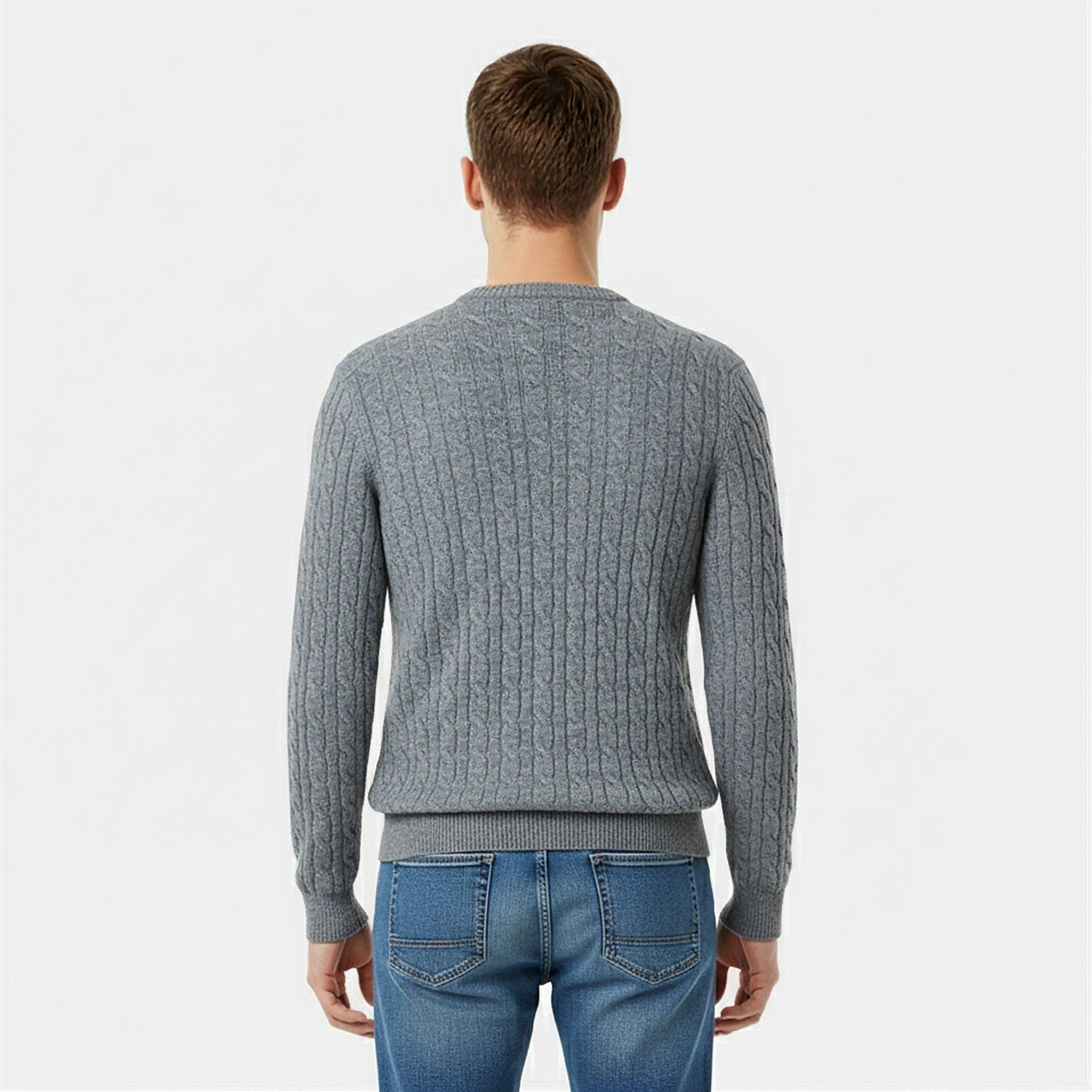 Gris - Jack Wills - Marlow Merino Wool Blend Cable Knitted Jumper Men - 4