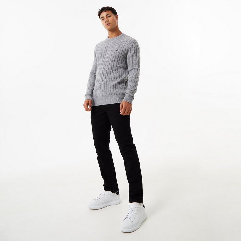 Grises - Jack Wills - Jack Marlow Merino Wool Blend Cable Knitted Jumper - 4