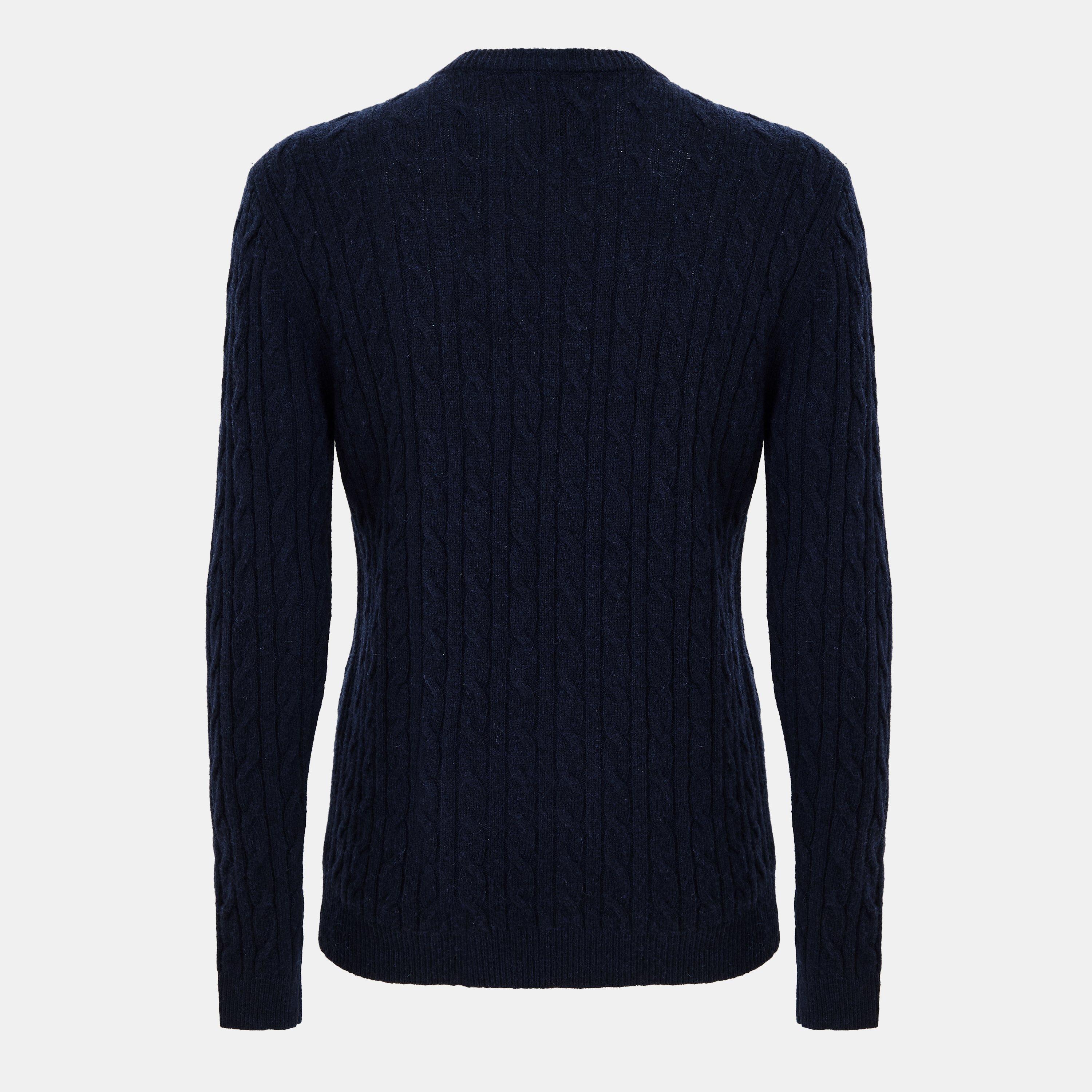 Navy - Jack Wills - Jack Marlow Merino Wool Blend Cable Knitted Jumper Men - 2
