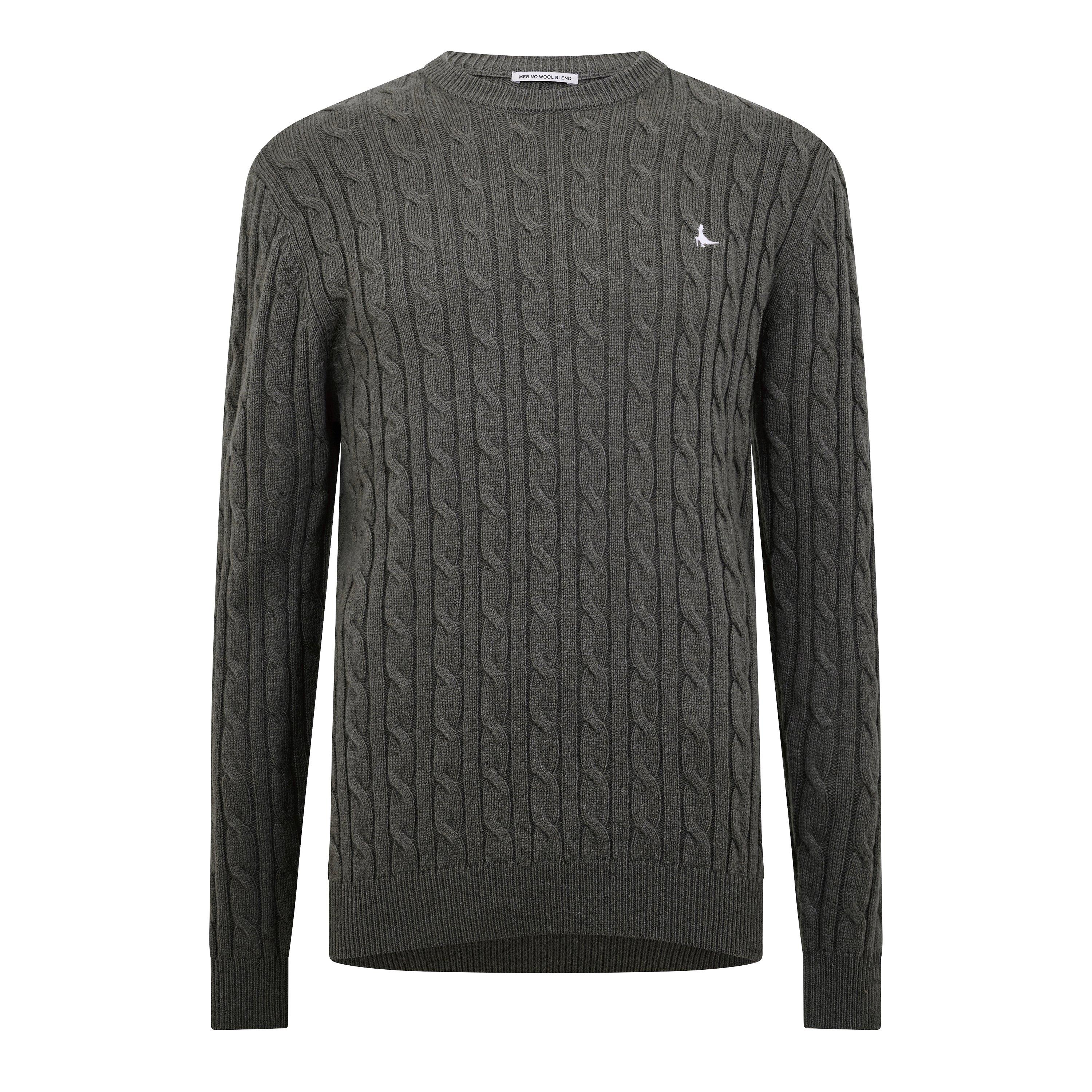 Jack Marlow Merino Wool Blend Cable Knitted Jumper Men