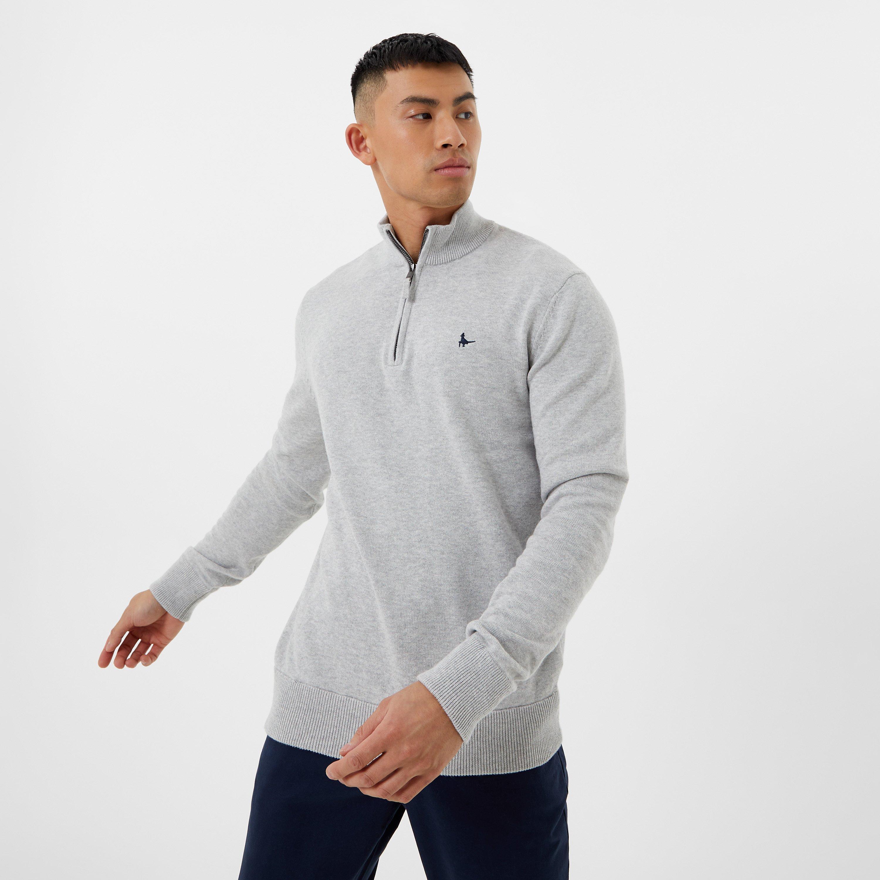 Lt Ash Marl - Jack Wills - Funnel Neck Half Zip Jumper Men - 3