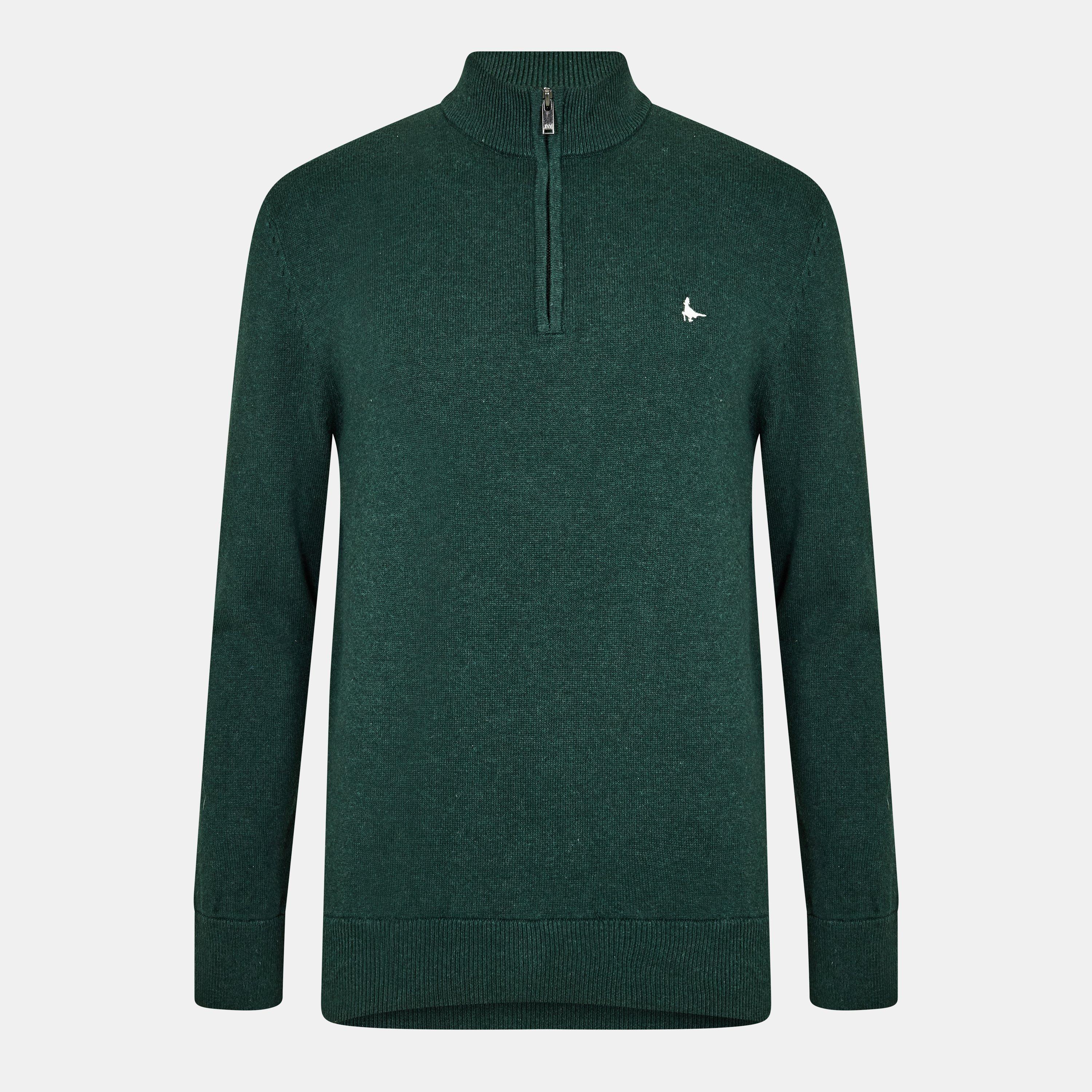 Jack Wills Men's Jack Funnel Neck Half Zip Jumper - Dark Pine Marl - 2XL