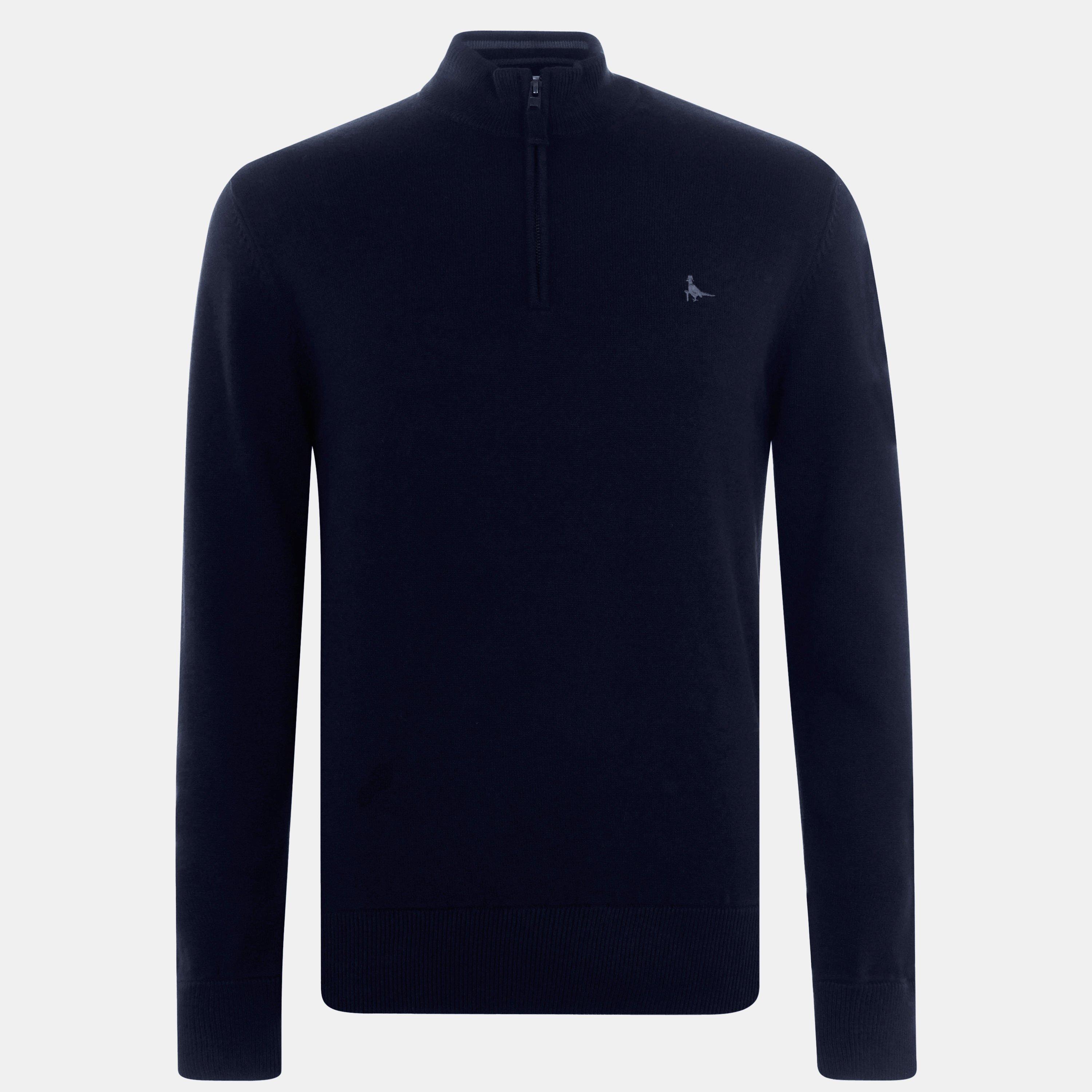 Jack Wills Men's Jack Funnel Neck Half Zip Jumper - Navy - S