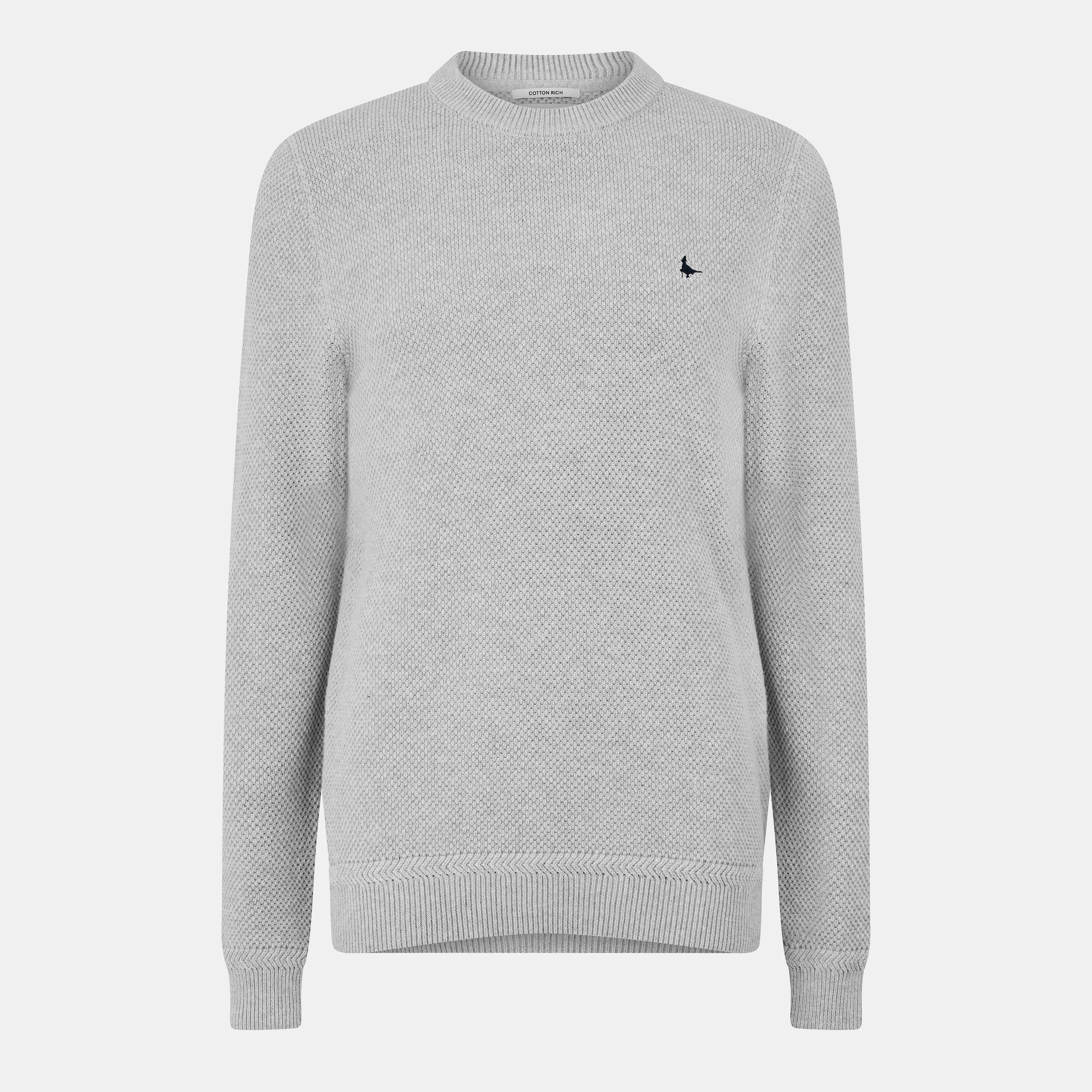 Jack Wills Men's Linus Seed Stitch Crew Neck Jumper - Grey Marl - XS