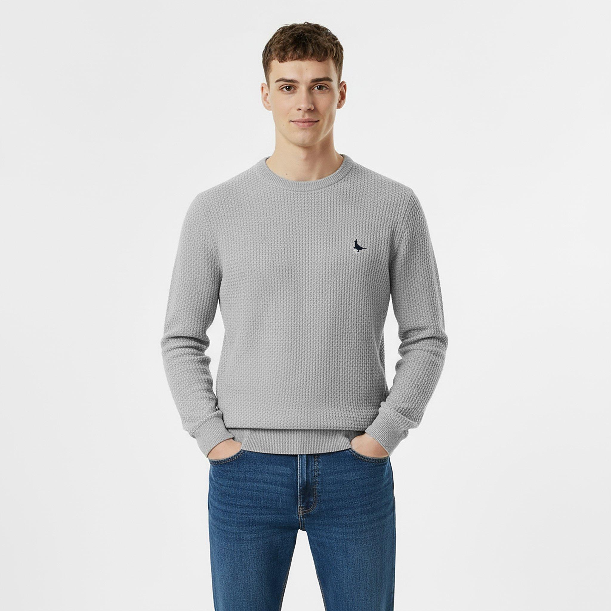 Grey Marl - Jack Wills - Linus seed stitch Crew Neck Jumper Men - 3