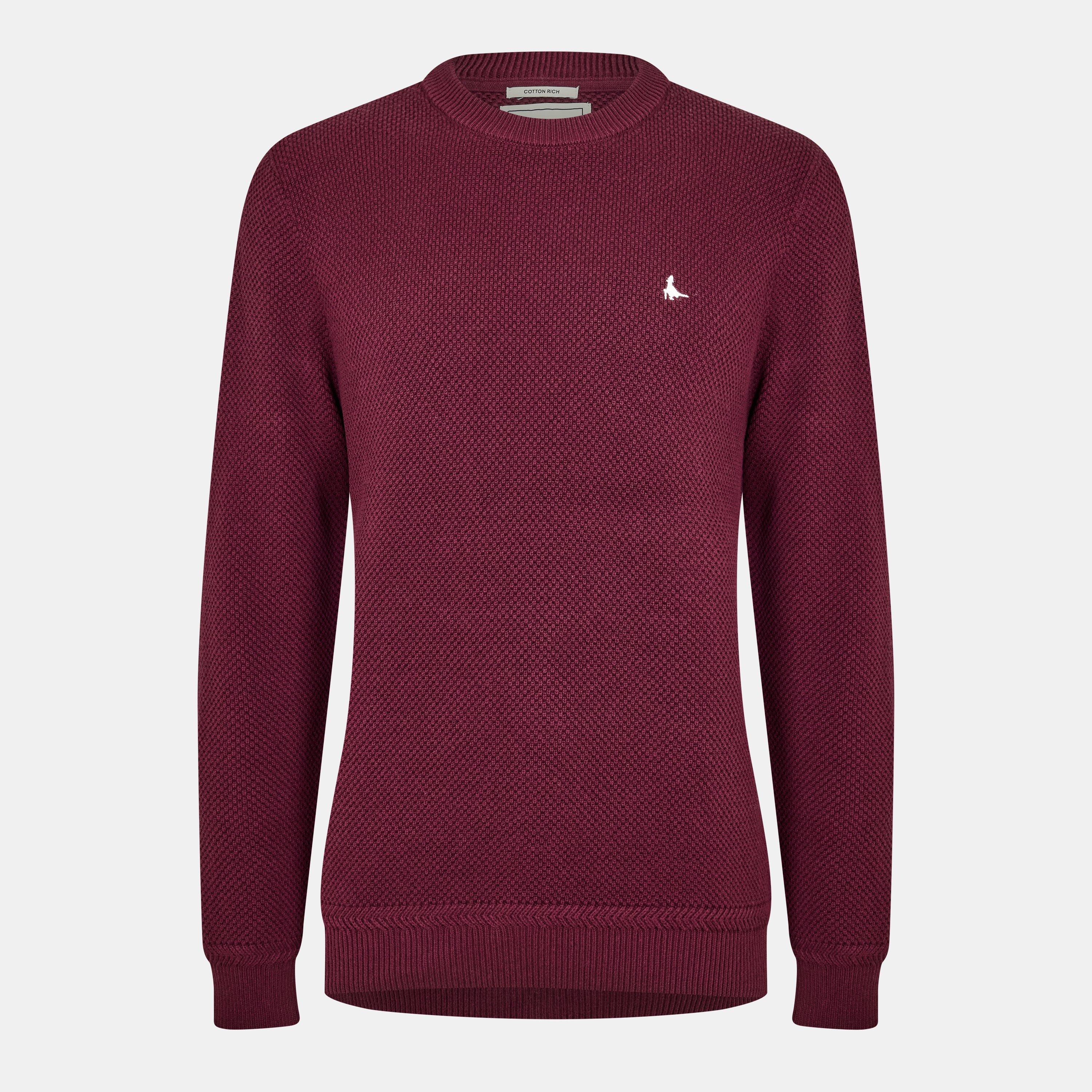 Jack Wills Men's Linus Seed Stitch Crew Neck Jumper - Fig - 2XL