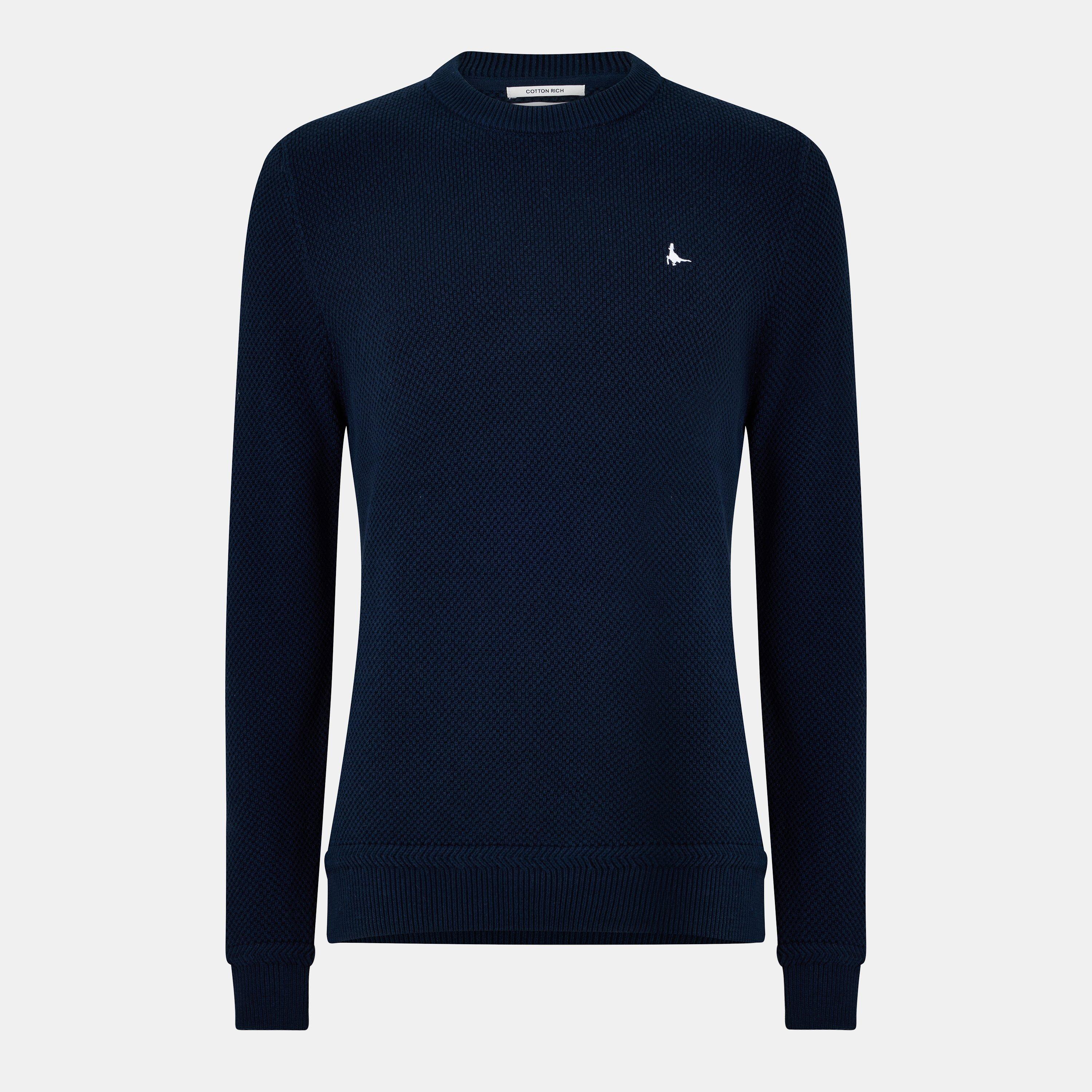 Navy - Jack Wills - Linus seed stitch Crew Neck Jumper Men - 1