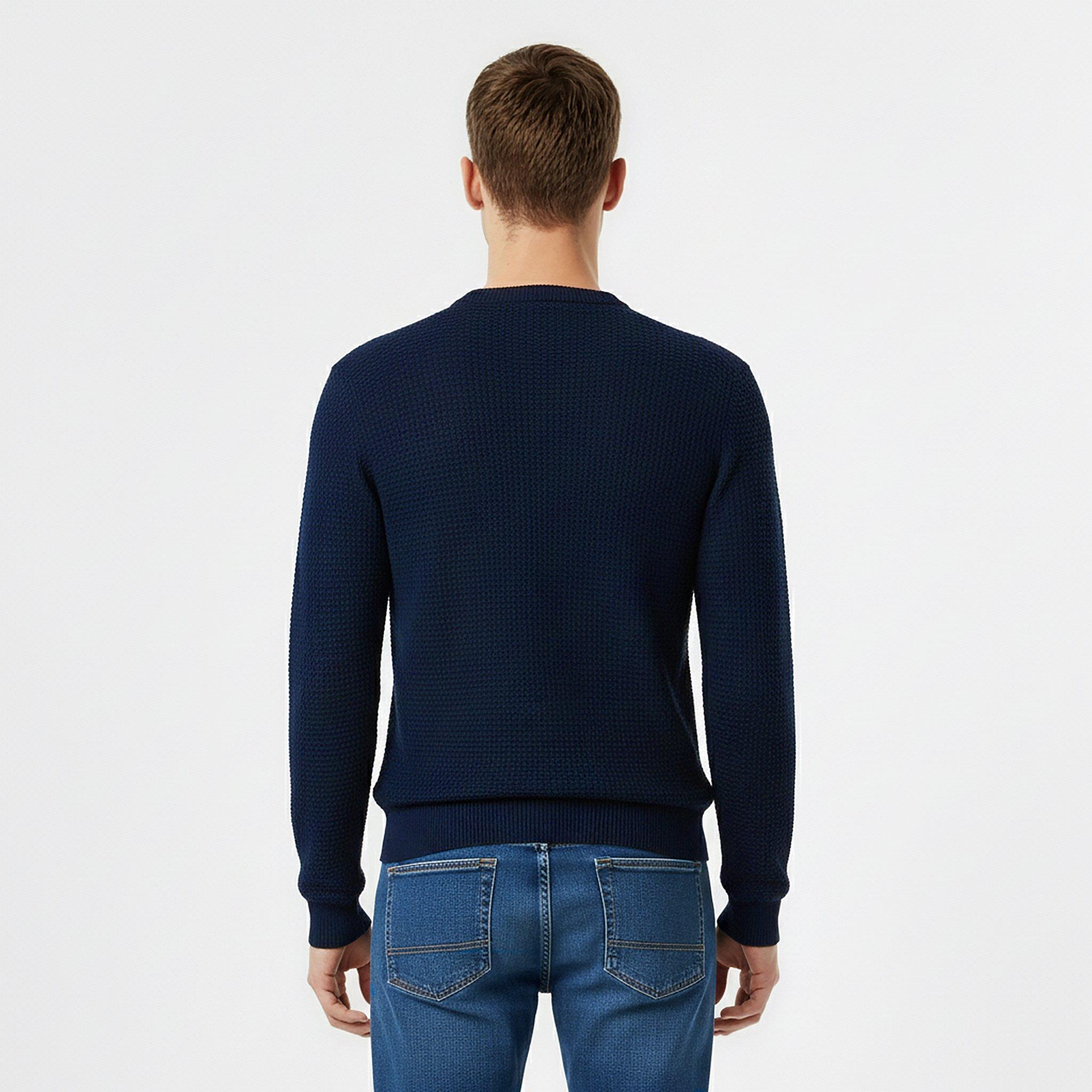 Navy - Jack Wills - Linus seed stitch Crew Neck Jumper Men - 4