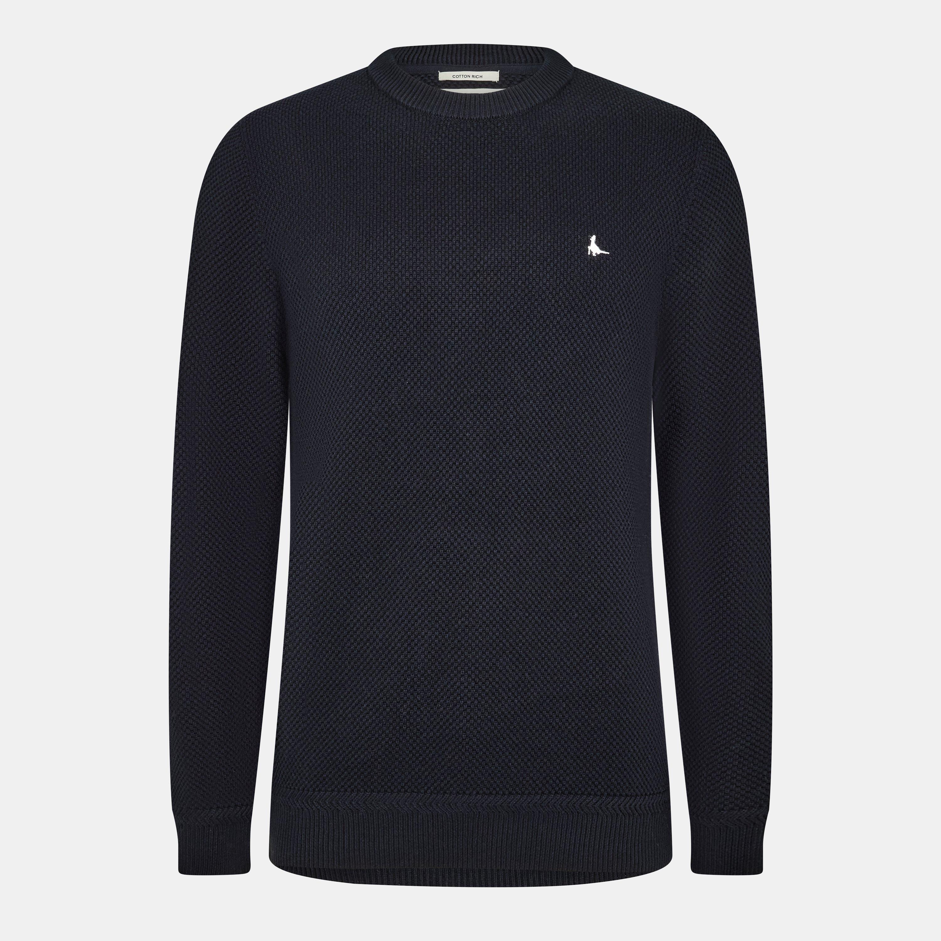 Jack Wills Men's Linus Seed Stitch Crew Neck Jumper - Black - 2XL