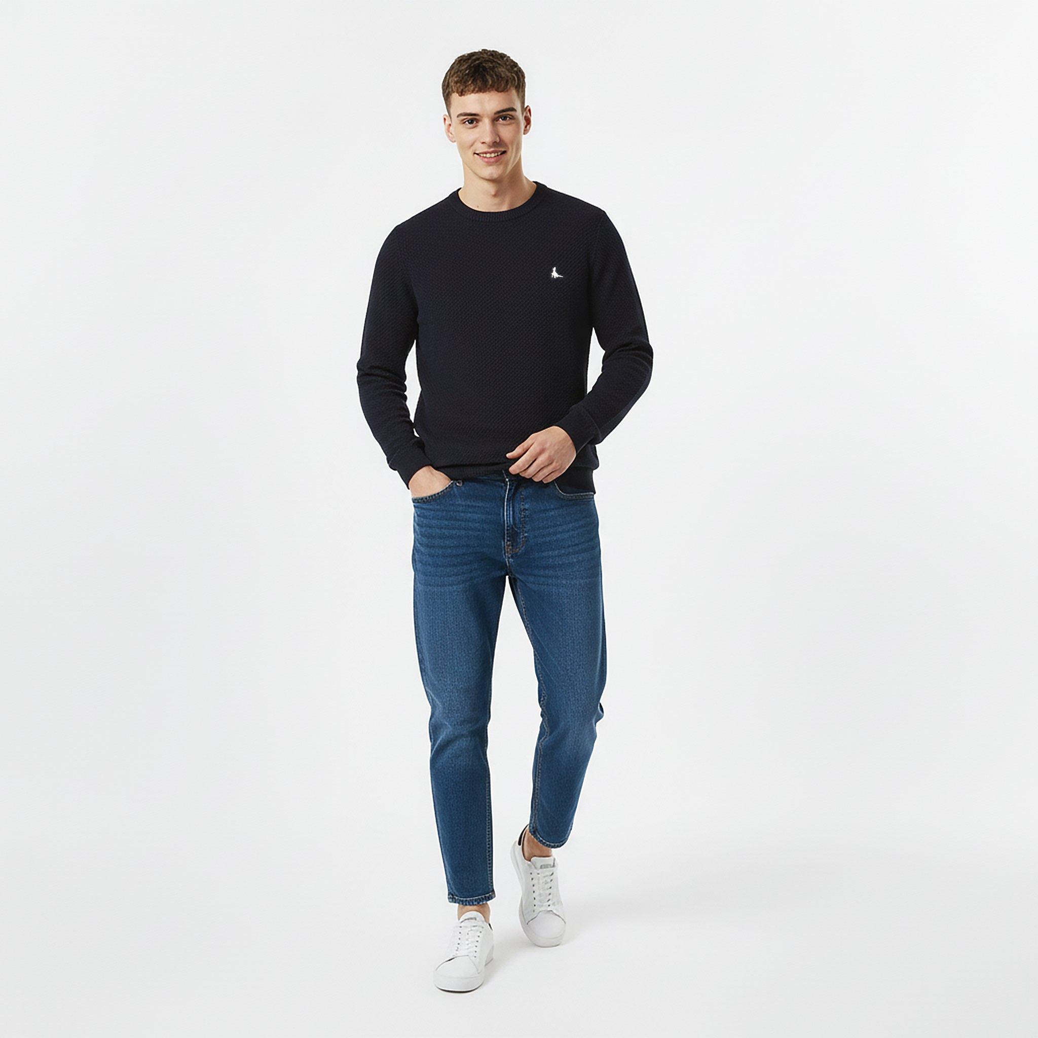 Black - Jack Wills - Linus seed stitch Crew Neck Jumper Men - 5