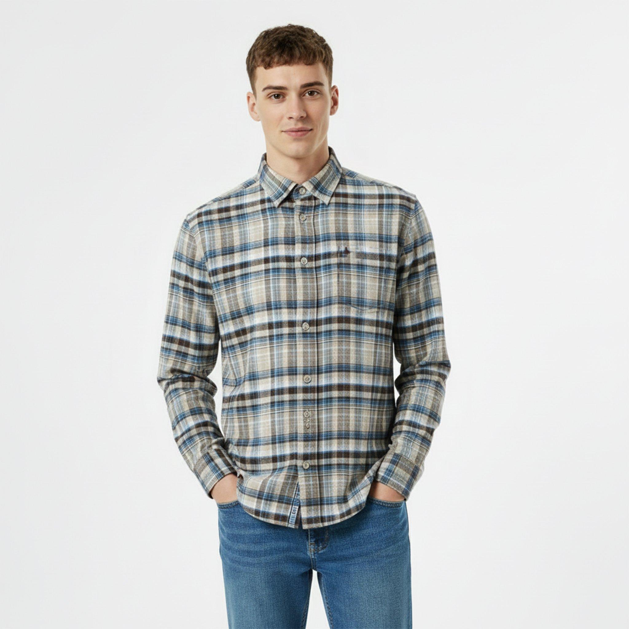 Chocolate - Jack Wills - Men's JW Check Long-Sleeve Patterned Shirt - 3