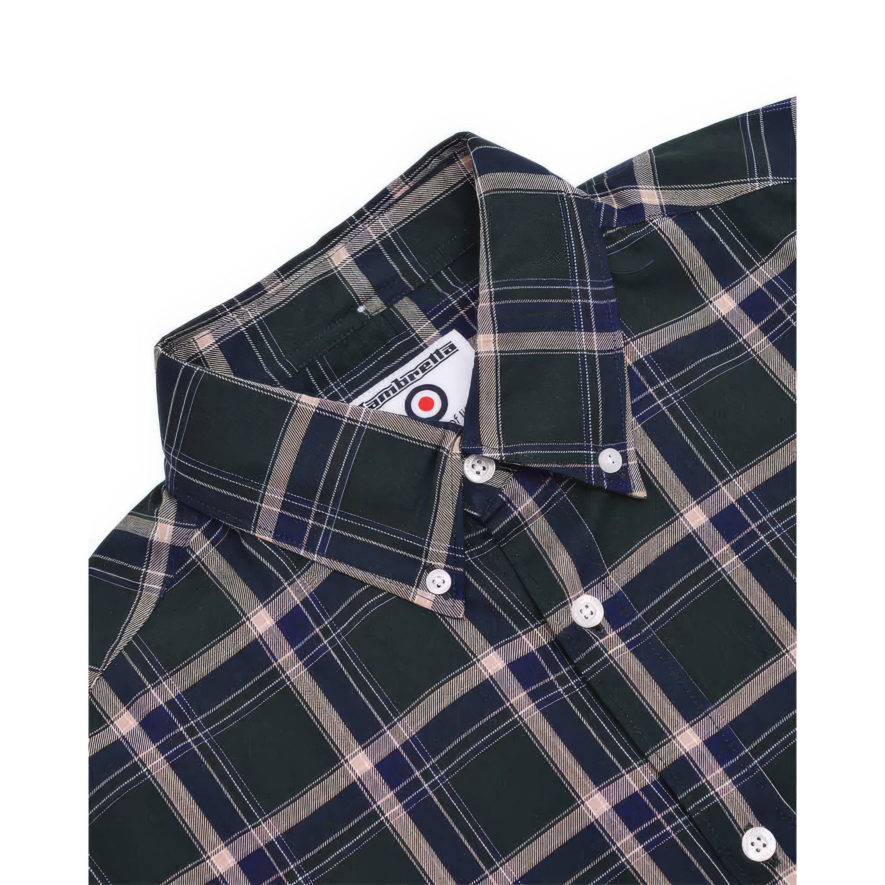 Grün/Navy - Lambretta - Long-Sleeve Check Shirt - 2