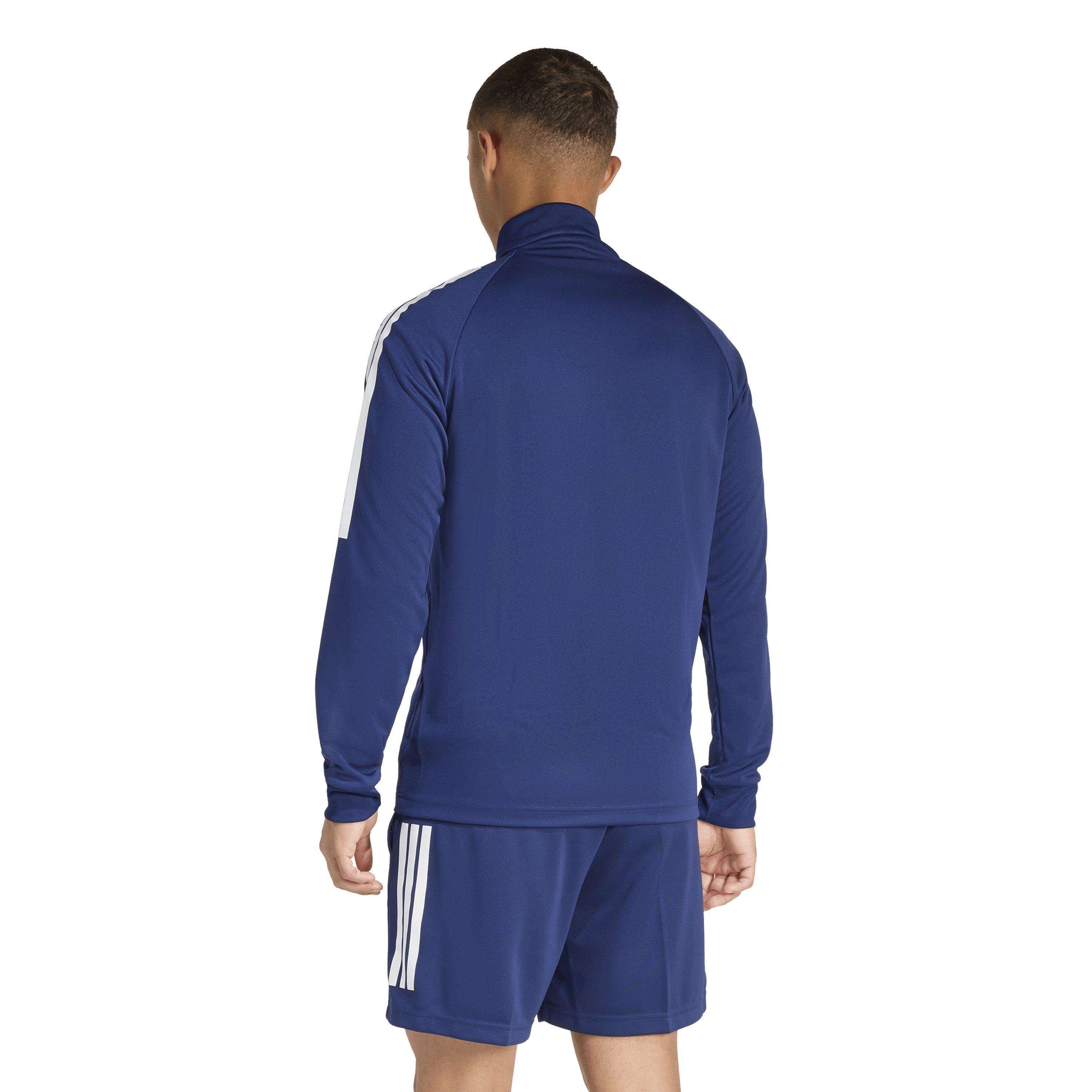 Azul Marinho/Branco - adidas - Sereno Long Sleeve Zip Top Mens - 3