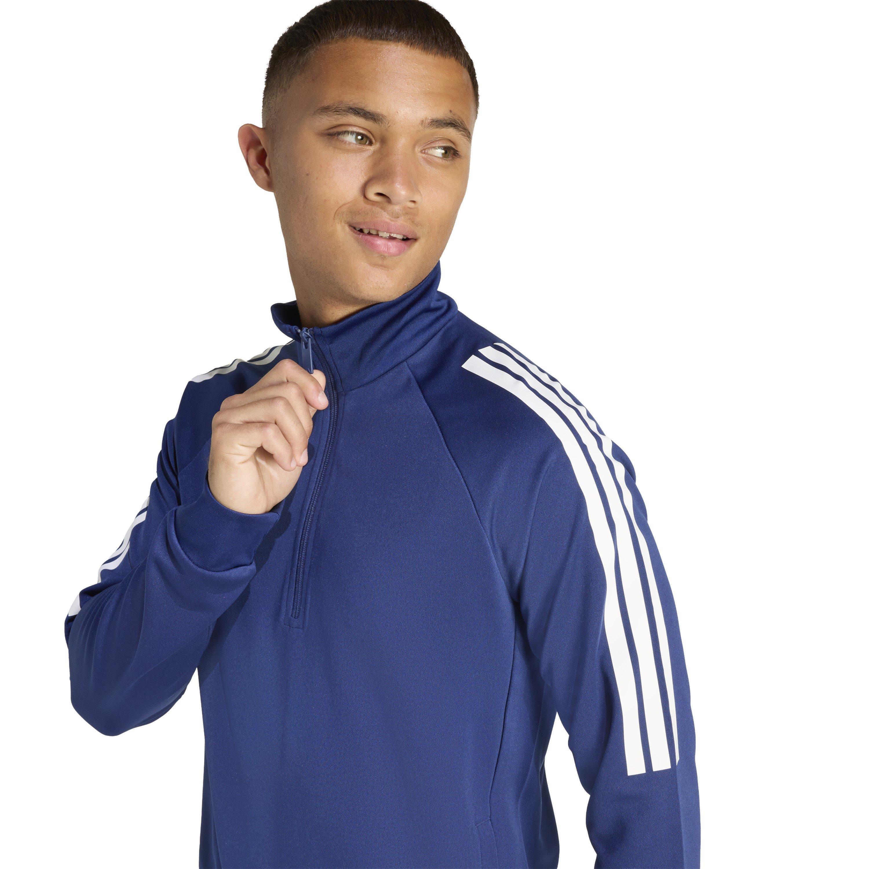 Azul Marinho/Branco - adidas - Sereno Long Sleeve Zip Top Mens - 5