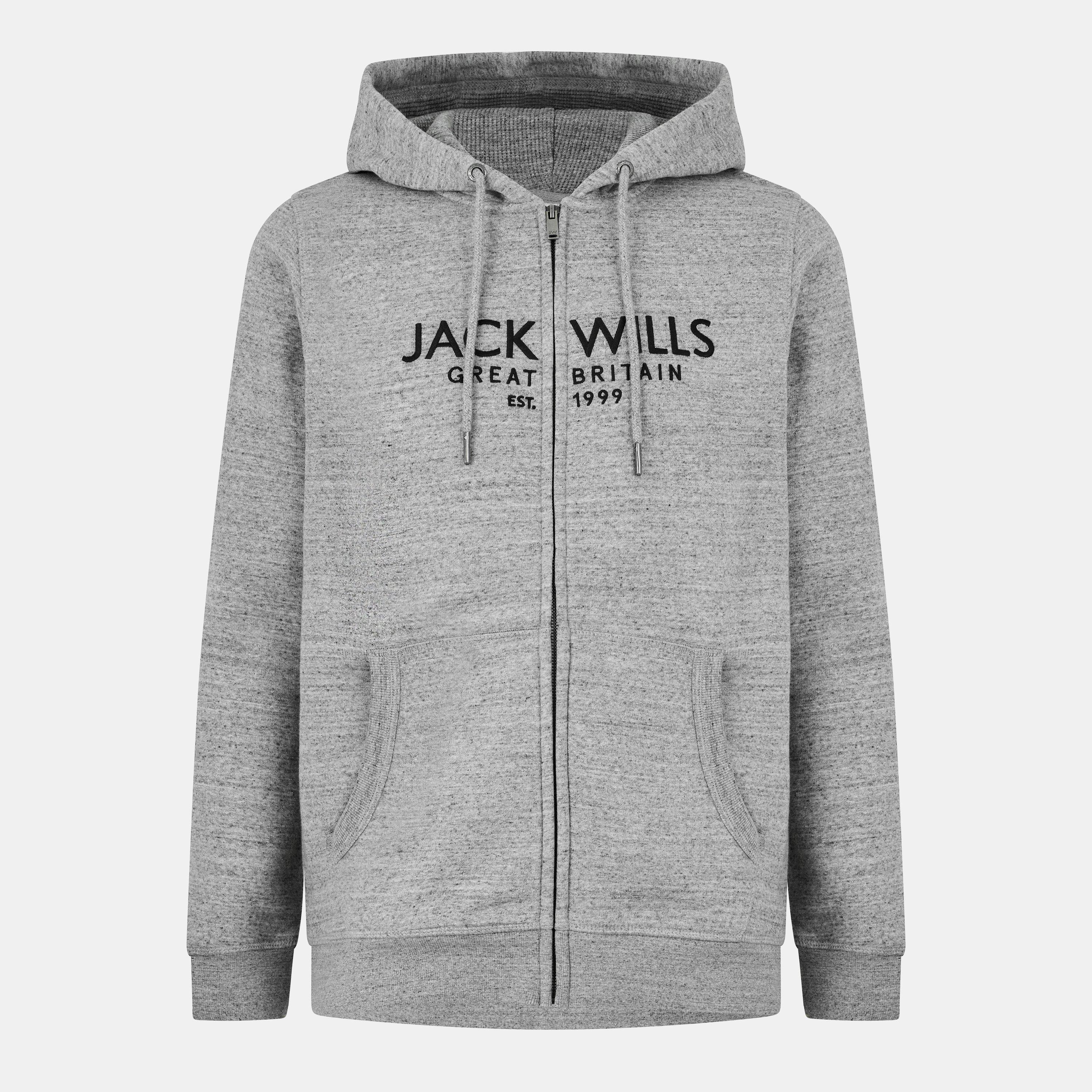 Jack Wills Men's Pinebrook Graphic Zip Hoodie - Grey Marl - XS