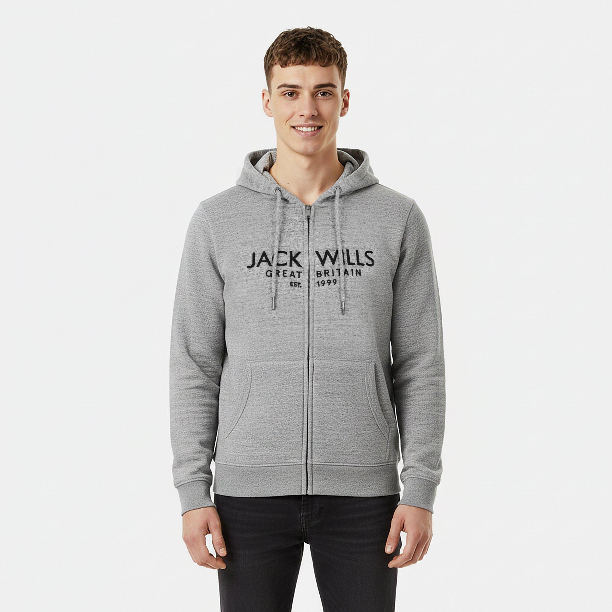 Grey Marl - Jack Wills - Pinebrook Graphic Zip Hoodie Mens - 3
