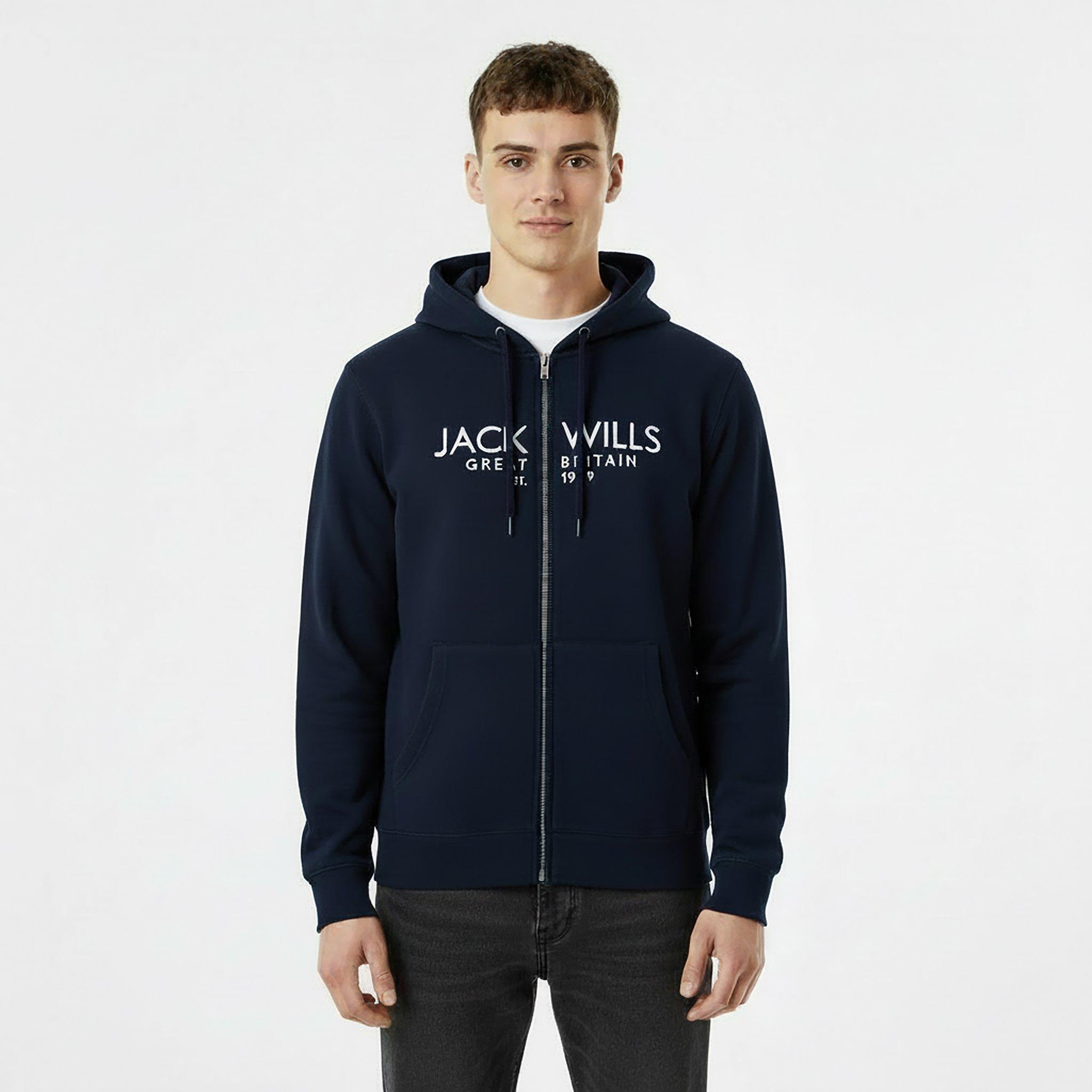 Marineblå - Jack Wills - Graphic Zip Hoodie Mens - 3
