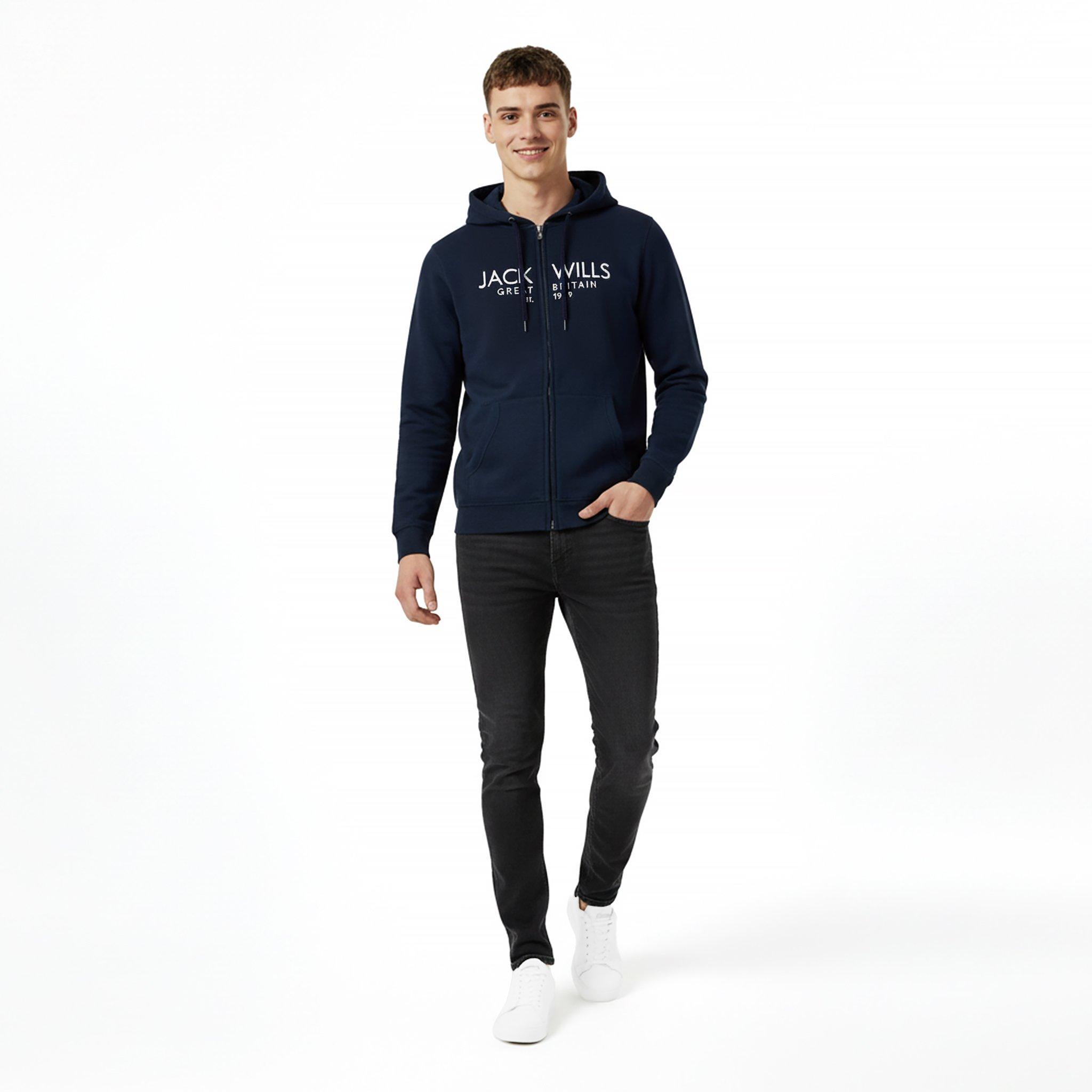Marineblå - Jack Wills - Graphic Zip Hoodie Mens - 5