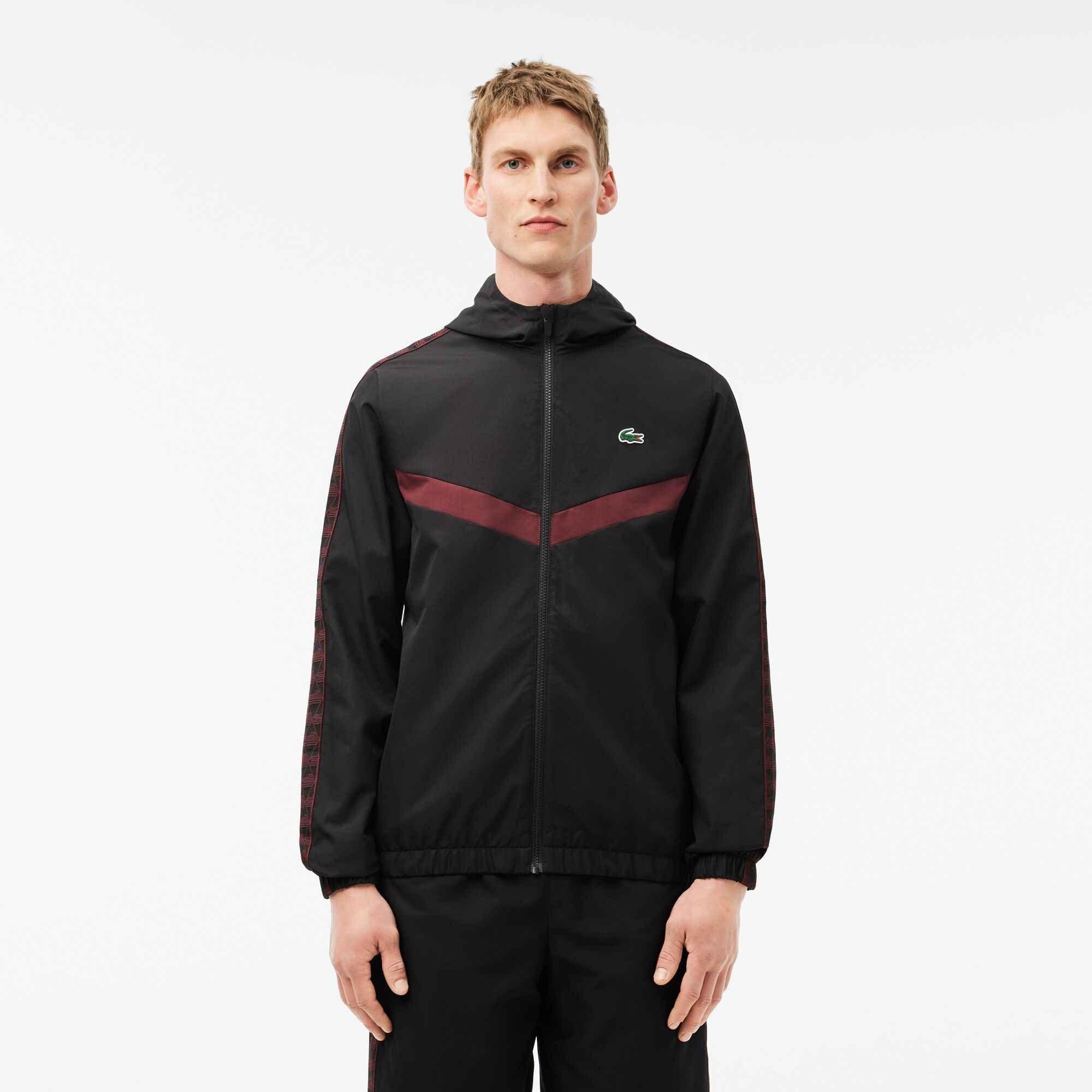 Black 7V2 - Lacoste - Men's Taped Tracksuit Top - 3