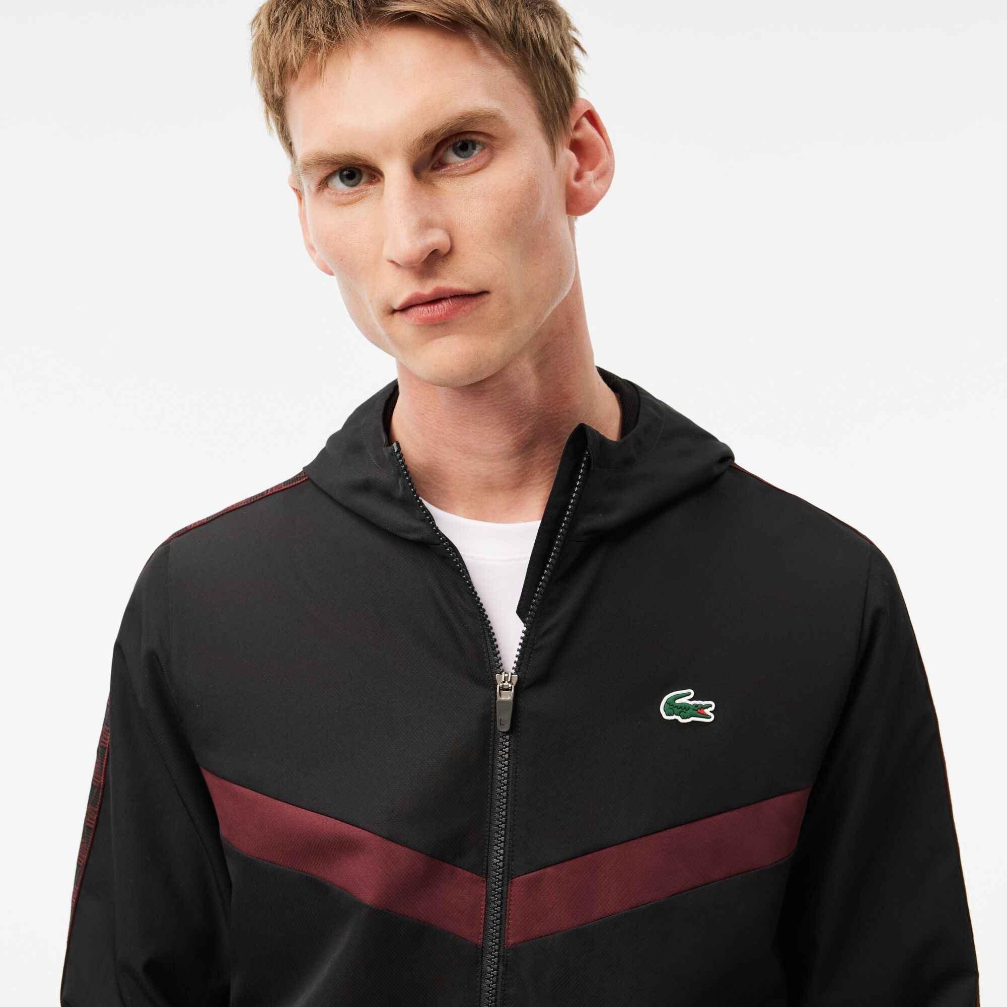 Black 7V2 - Lacoste - Men's Taped Tracksuit Top - 5