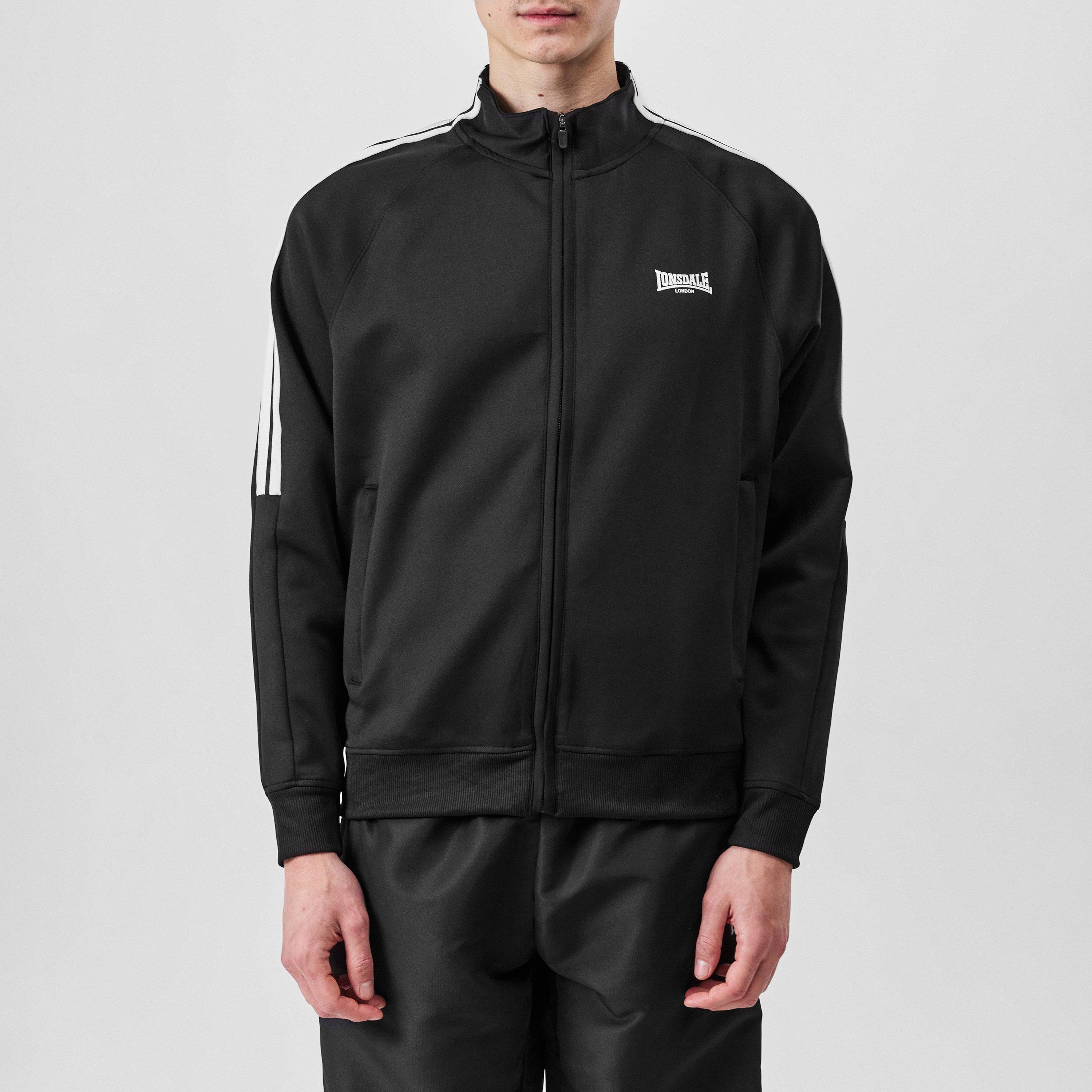 Black - Lonsdale - 2 Stripe Track Top Mens - 3