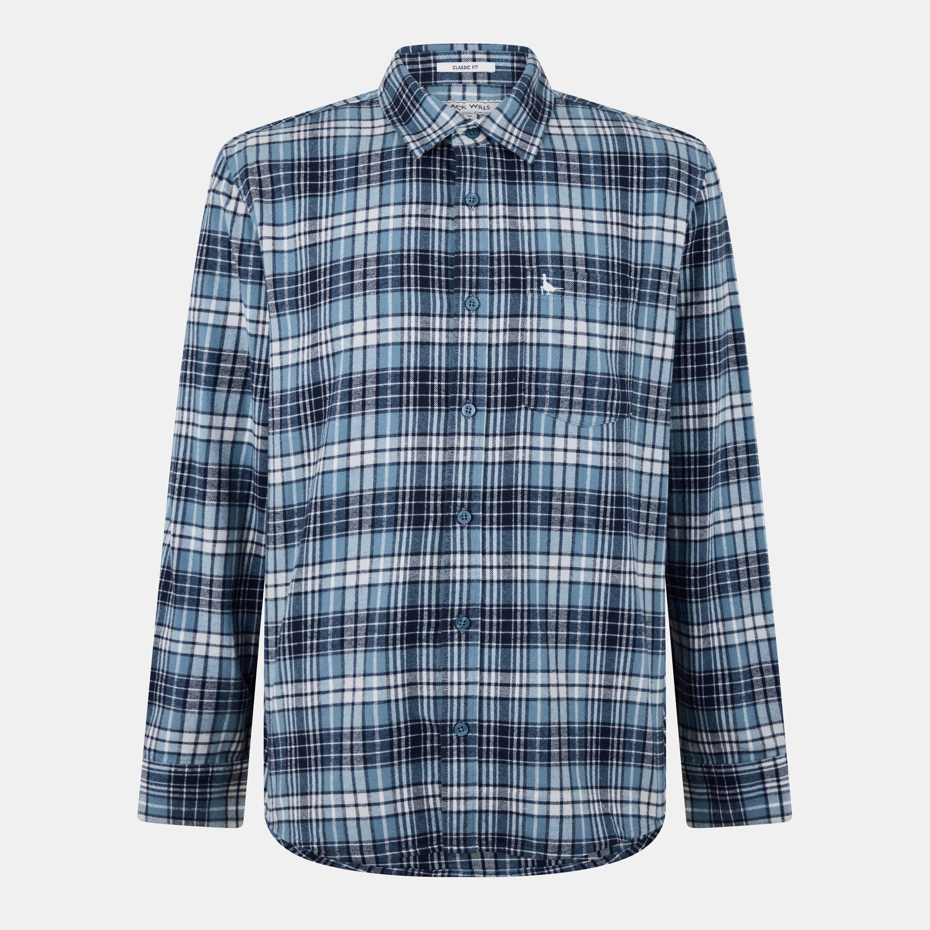 Navy - Jack Wills - Men's Long-Sleeve Patterned Shirt - 1