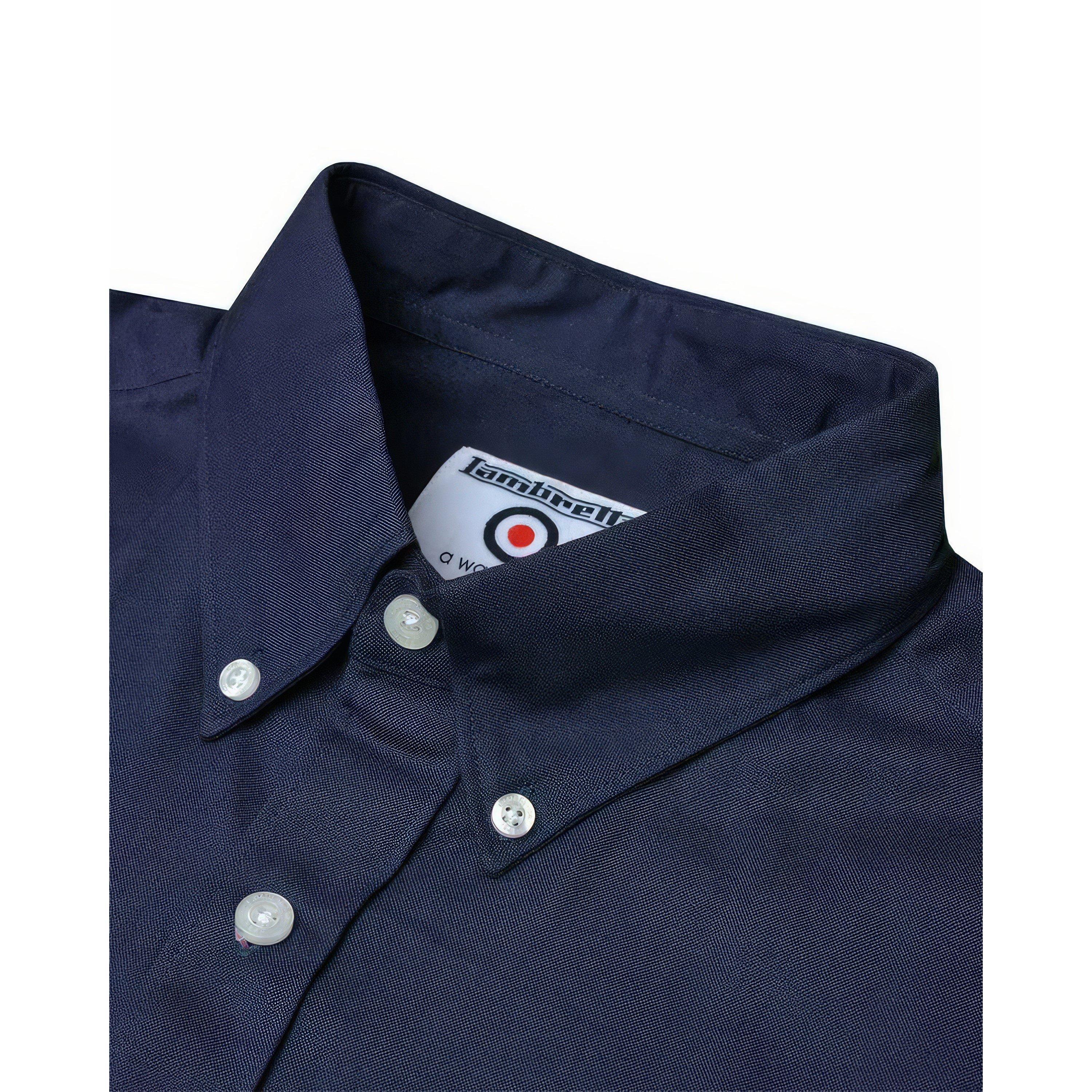Azul marino - Lambretta - Men's Long-Sleeve Oxford Shirt - 2