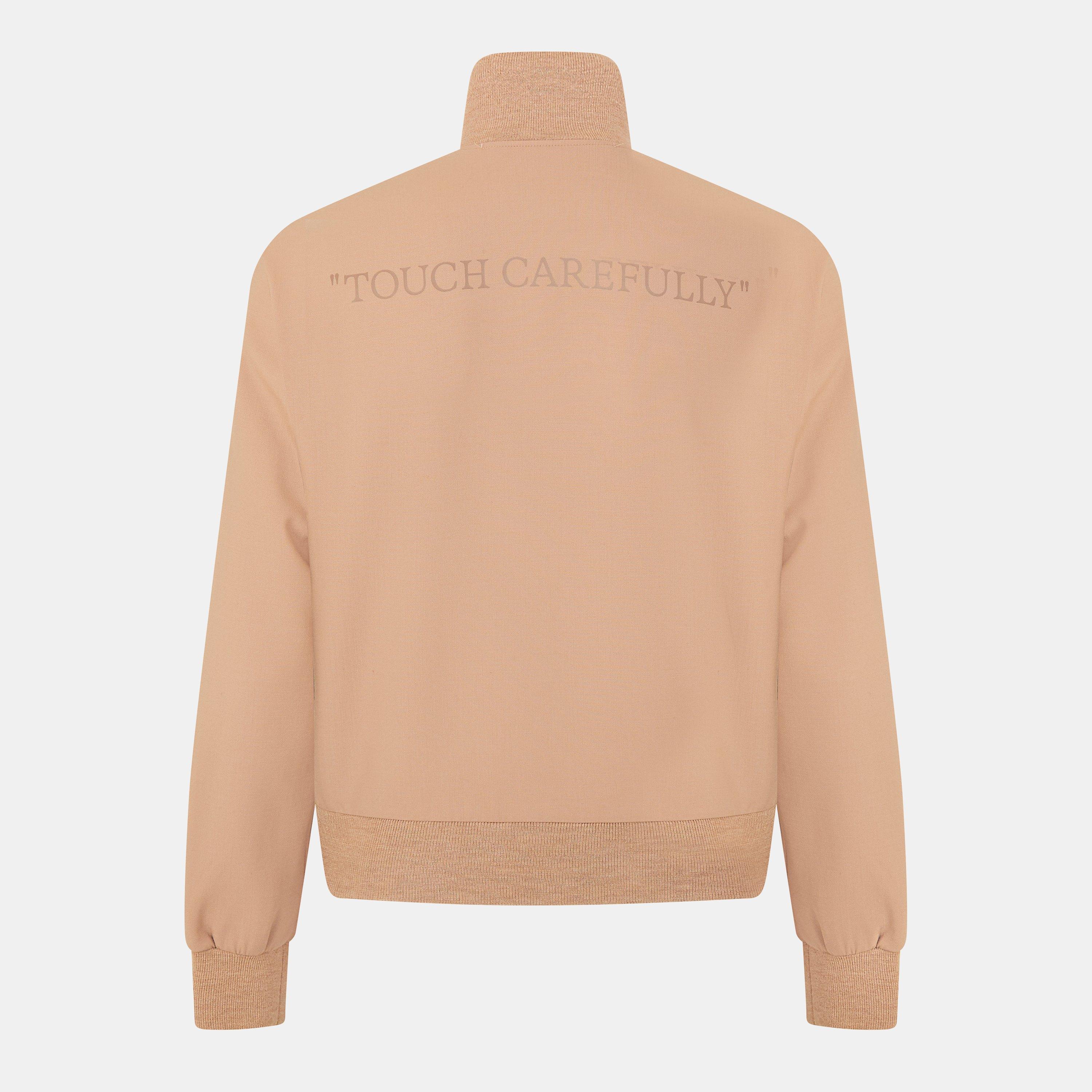 Brown - Off White - Men's Qte Wool Track Top Hoodie - 2