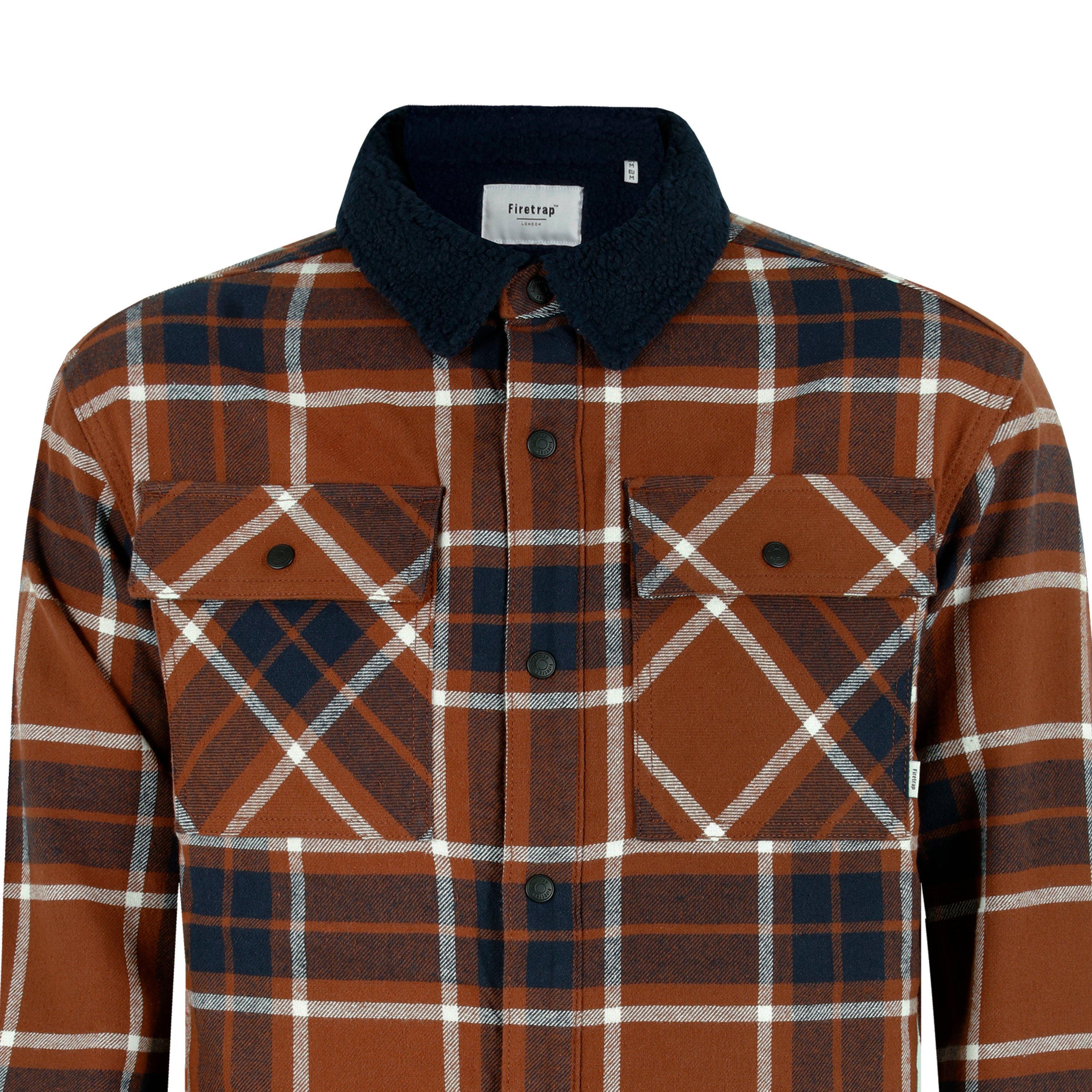 Rust - Firetrap - Borg Check Overshirt Mens - 3