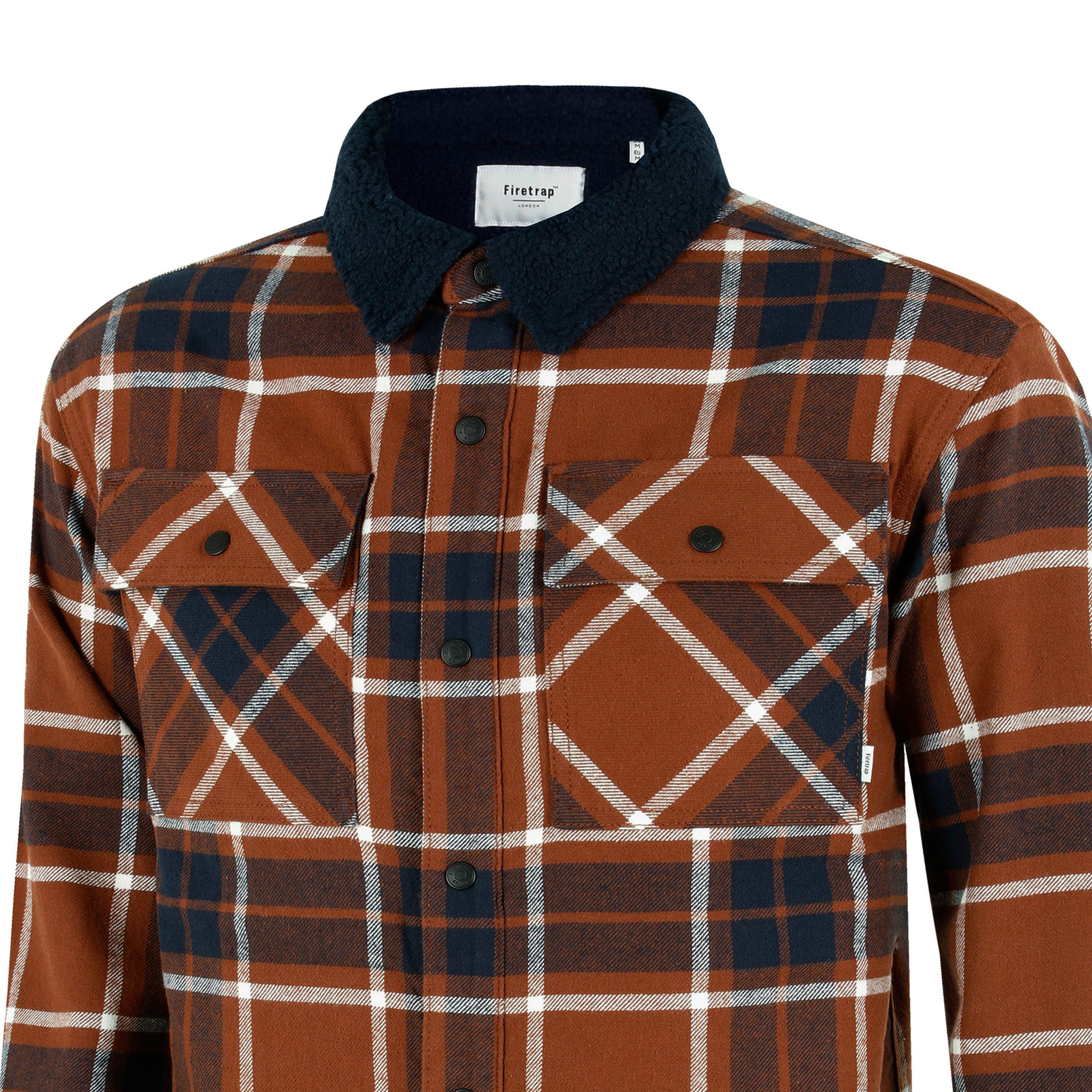 Rust - Firetrap - Borg Check Overshirt Mens - 4