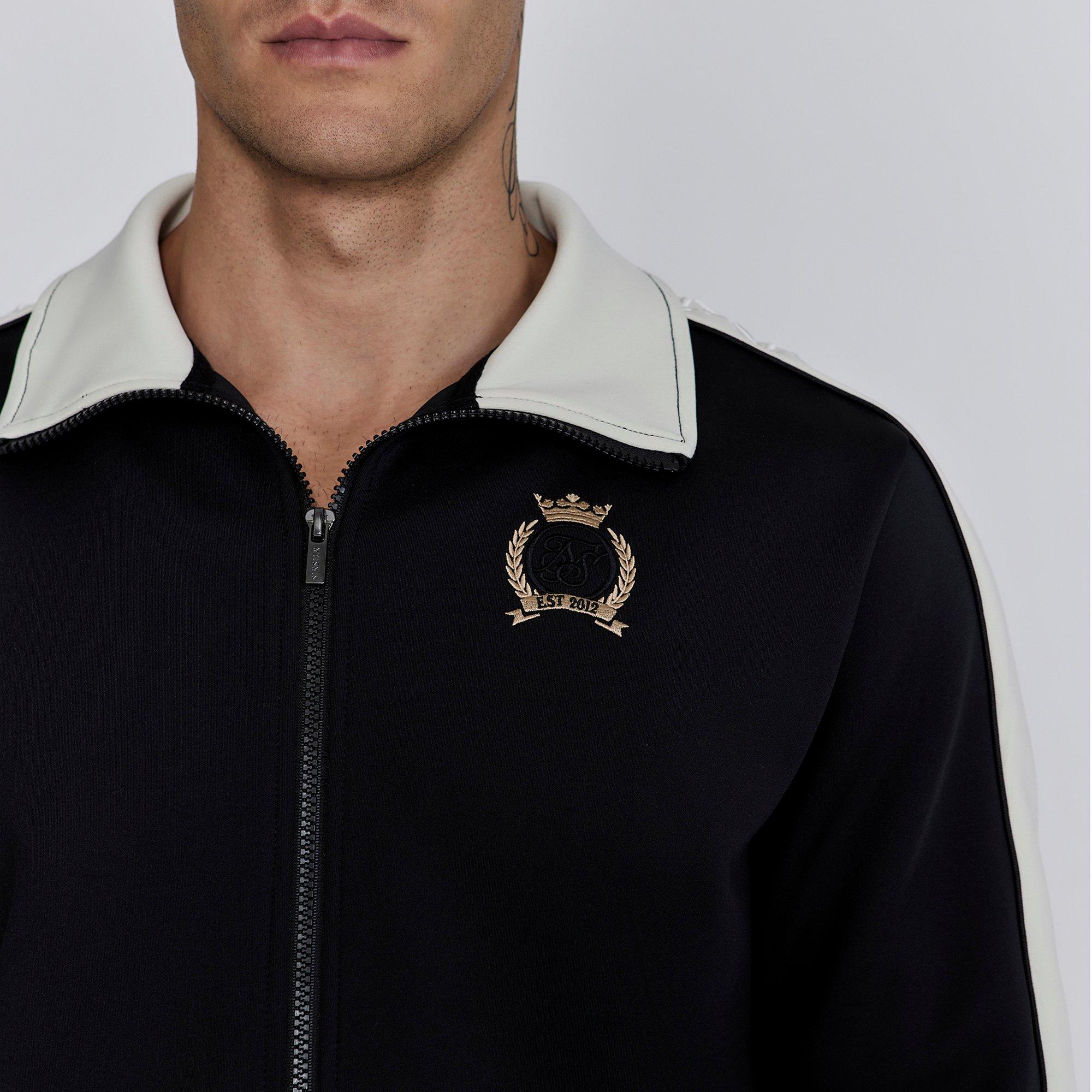 Black - SikSilk - Short-Sleeve Crest Tracksuit Top - 2