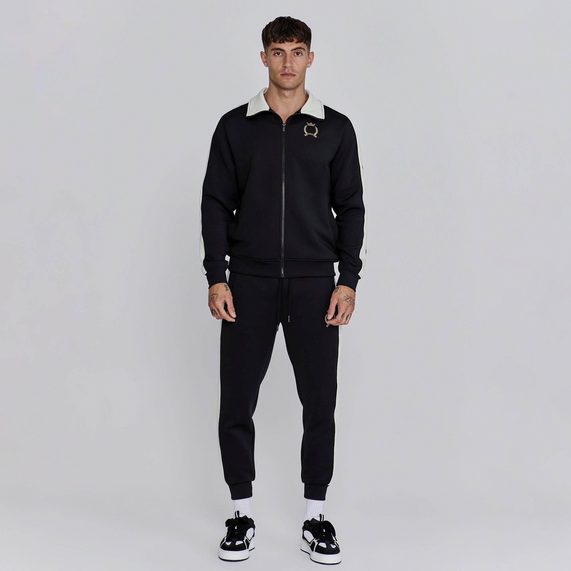 Black - SikSilk - Short-Sleeve Crest Tracksuit Top - 3