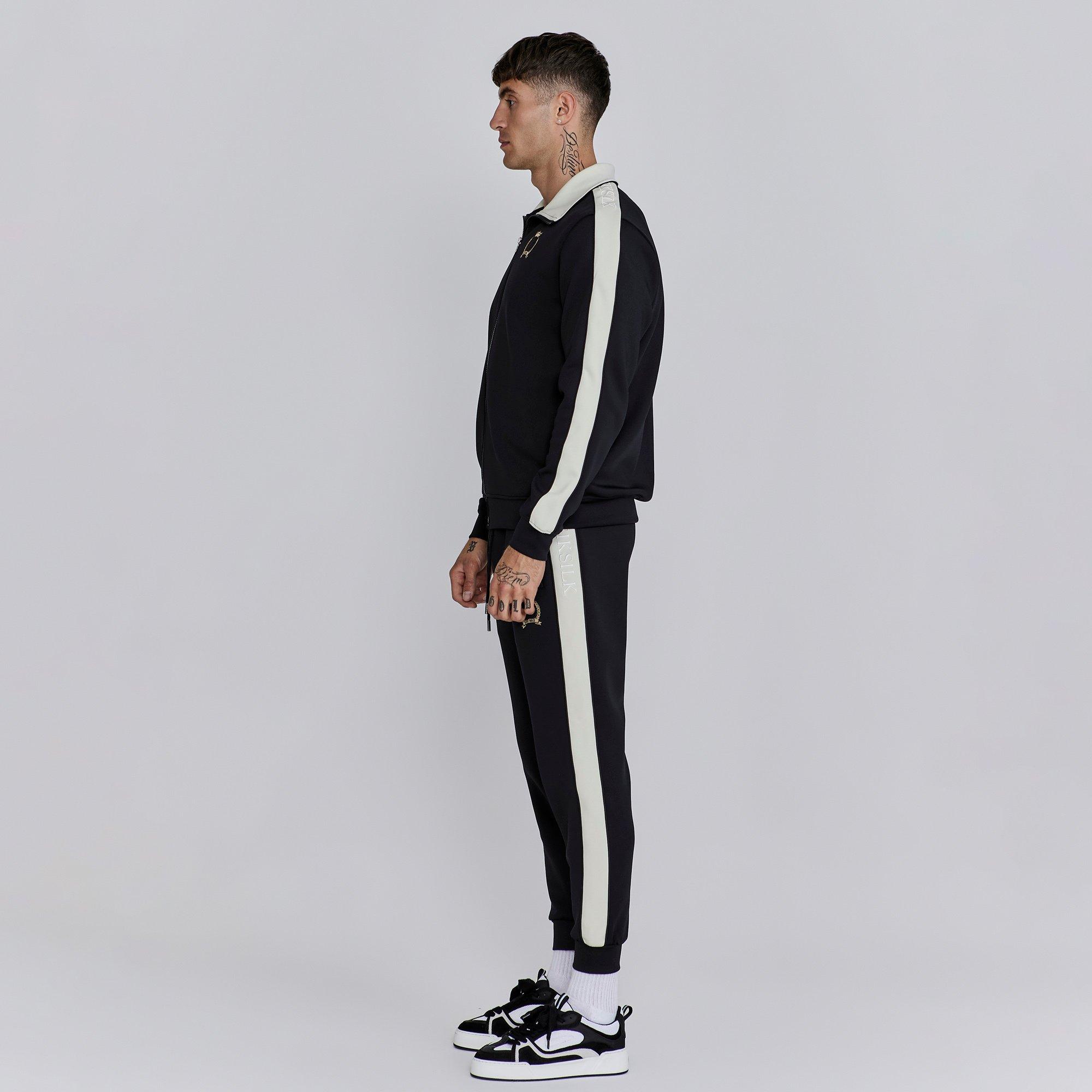 Black - SikSilk - Short-Sleeve Crest Tracksuit Top - 4