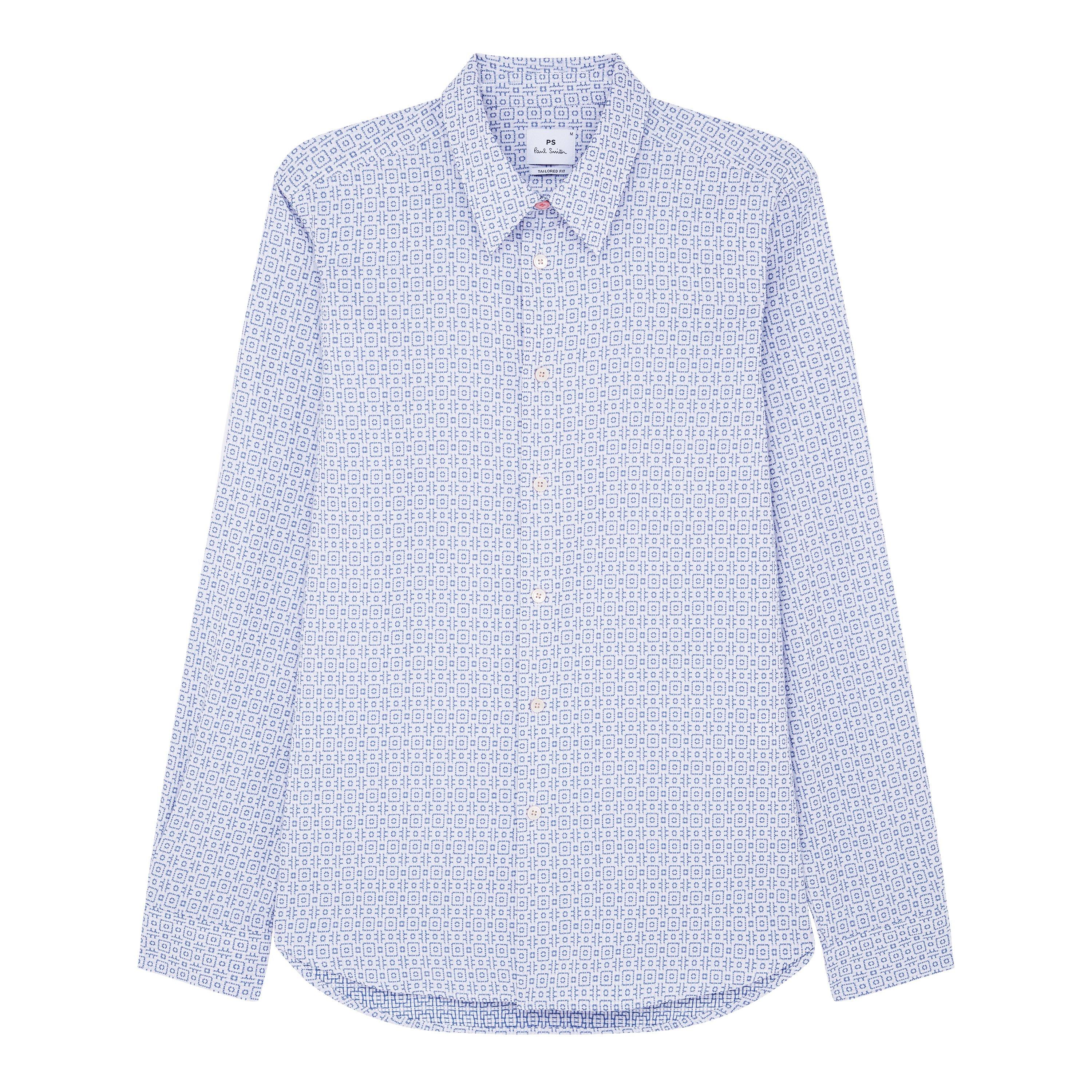White 01 - PS Paul Smith - Men's Long-Sleeve Patterned Shirt - 5