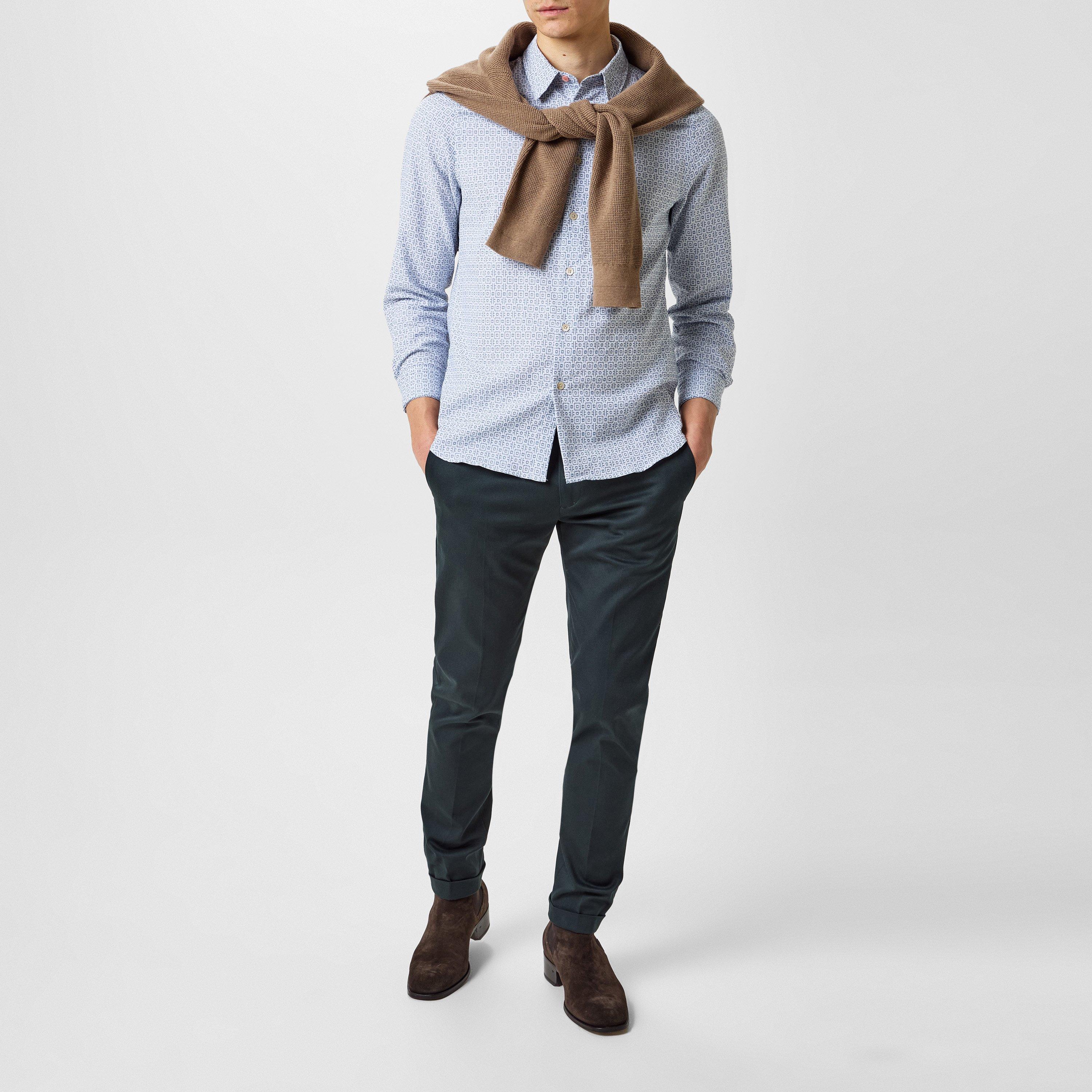 White 01 - PS Paul Smith - Men's Long-Sleeve Patterned Shirt - 4