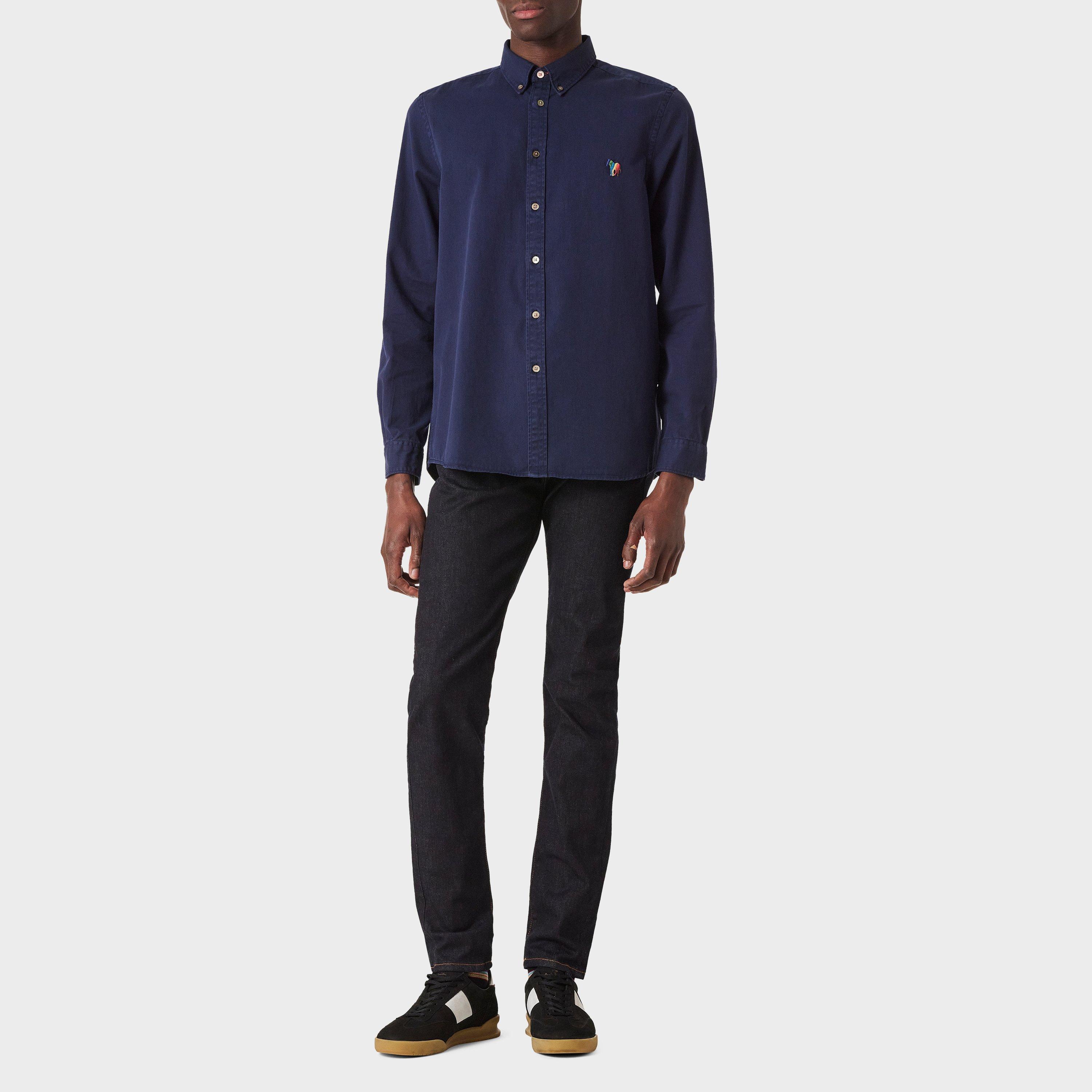 Navy 49 - PS Paul Smith - Men's Zebra Long-Sleeve Plain Shirt - 7