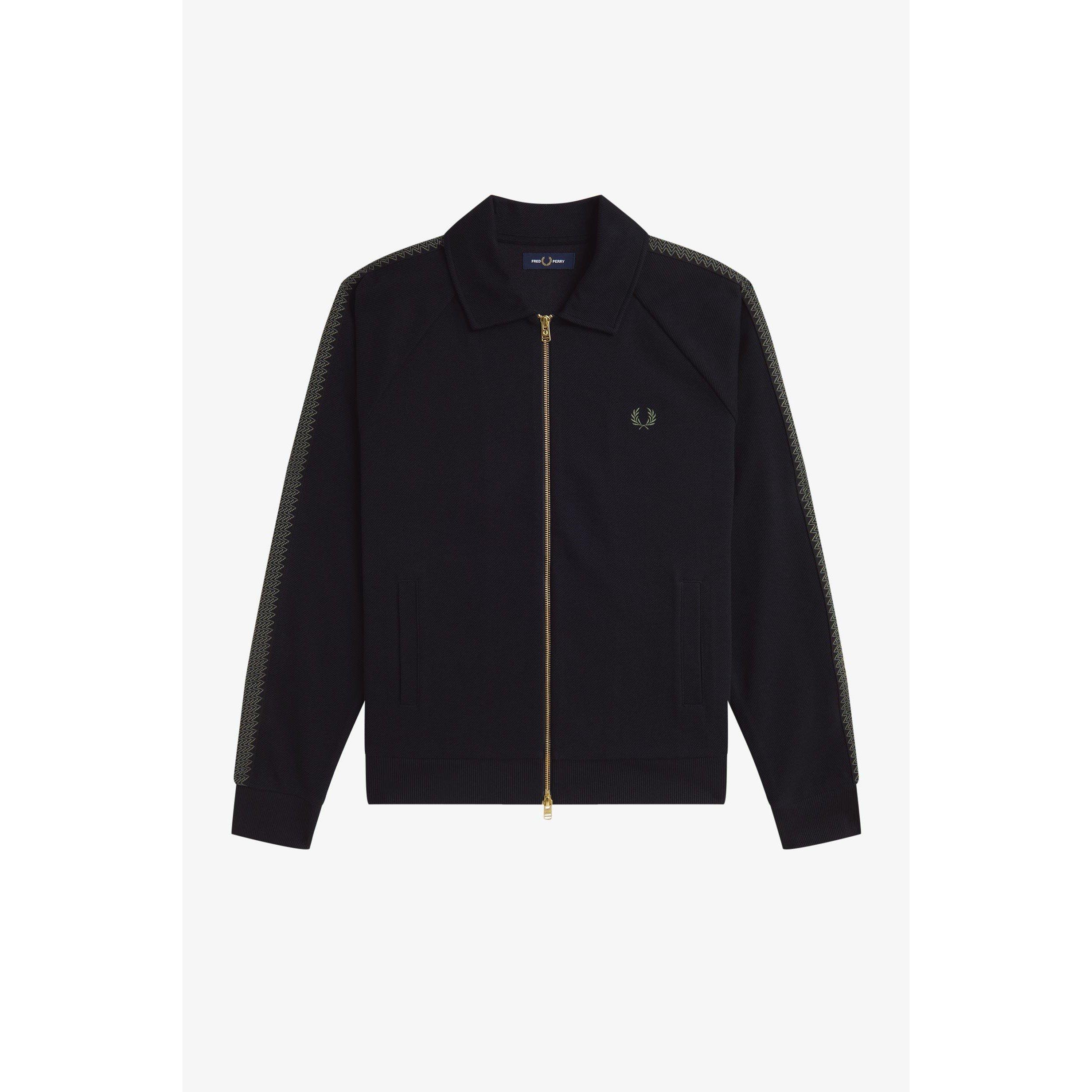 Fred Perry Men's Side Tape Zip-Through Ribbed Tracksuit Top - Black 102 - XL
